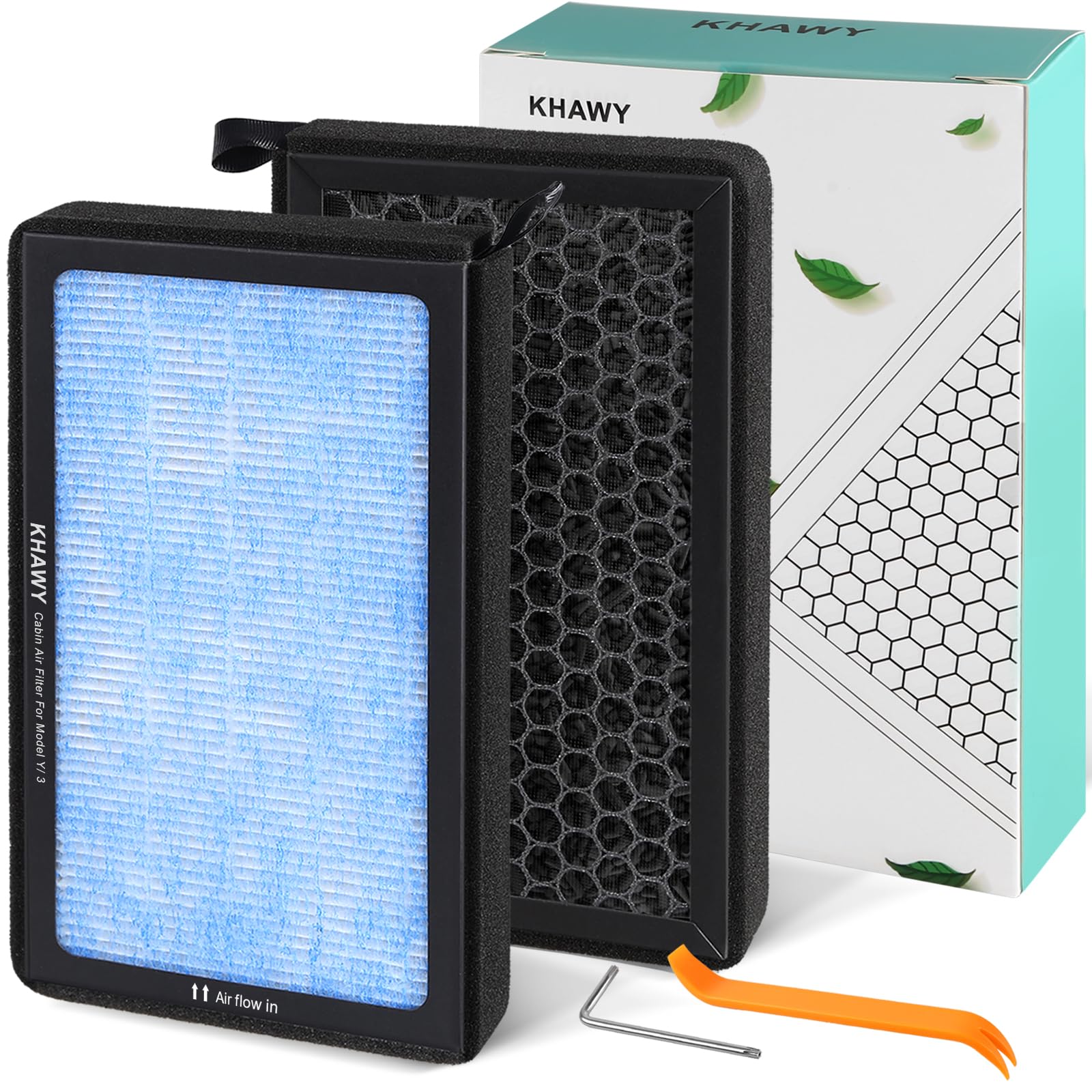 Tesla Model 3 Cabin Air Filter Model Y HEPA Air Intake Replacement 2 Pack with Activated Carbon Tesla Accessories, 2016-2025