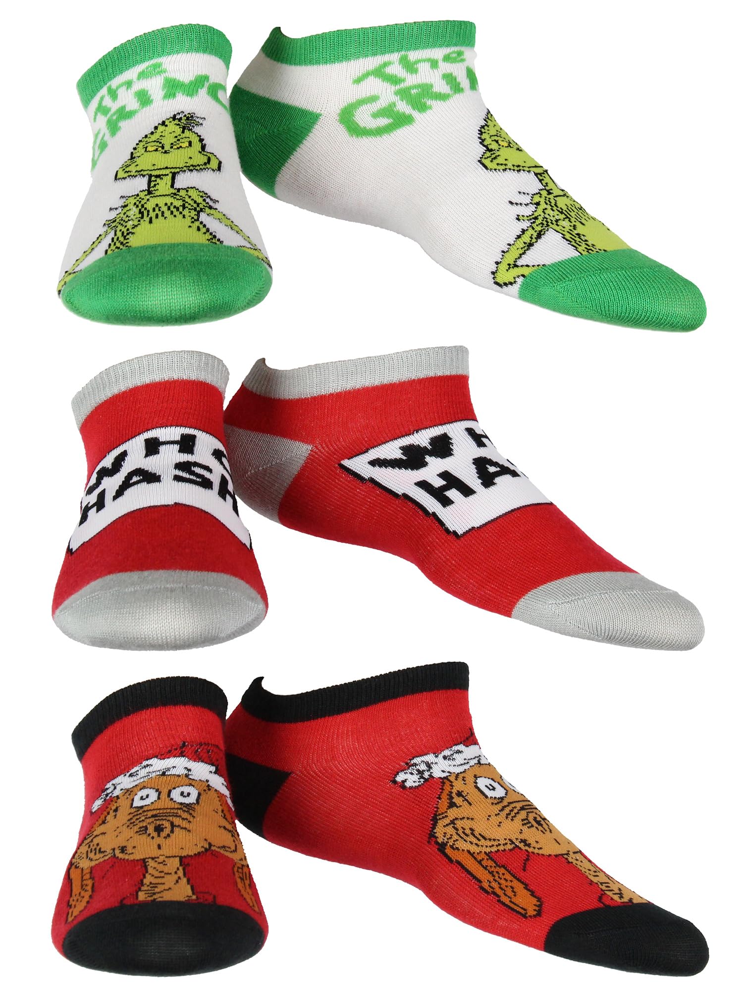 MJC Dr. Seuss The Grinch 12 Days Of Christmas Socks Advent Calendar 12 Day Punch Out Window Adult Ankle No Show Gift Box Set