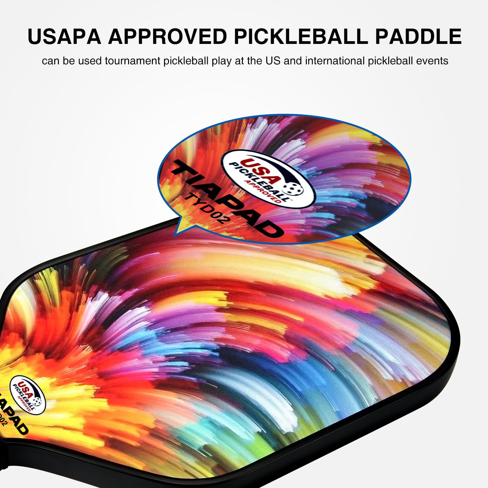 Tiapad Pickleball Paddles Set of 4, USAPA Approved Pickle Ball Paddle Set of 4, Fiberglass Pickle Ball Rackets 4 Pack, PP Honeycomb Core, Lightweight for Beginner (2Colourful)