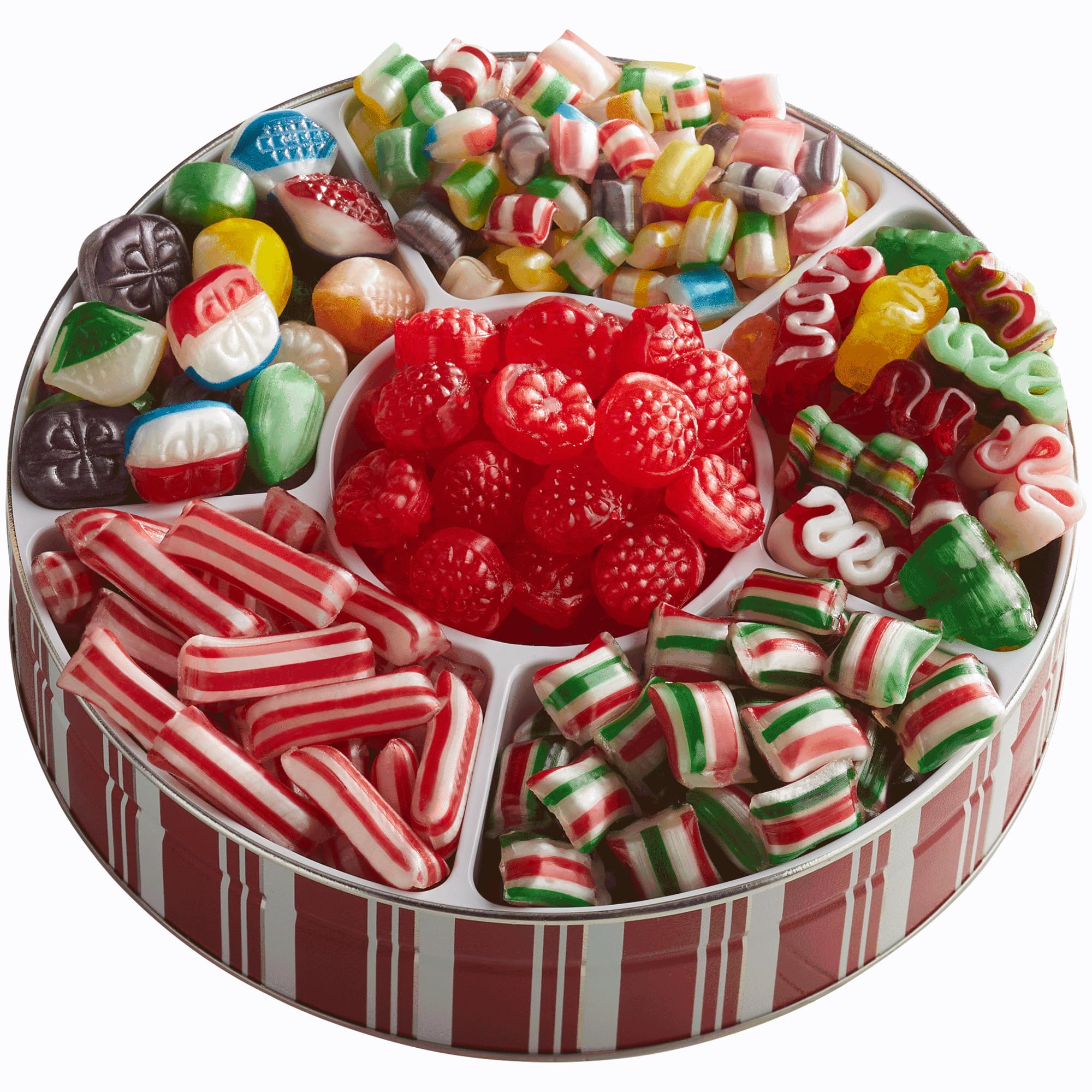 The Swiss Colony Traditional Candy Tin - Ultimate Old Fashioned Candy Assortment with Nostalgic Hard Candy, Mini Ribbons, Striped Mint Straws and More Favorites, Candy Gift Boxes for Adults, Fancy Christmas Candy, Candy Gift Basket, Christmas Candy Tin, T