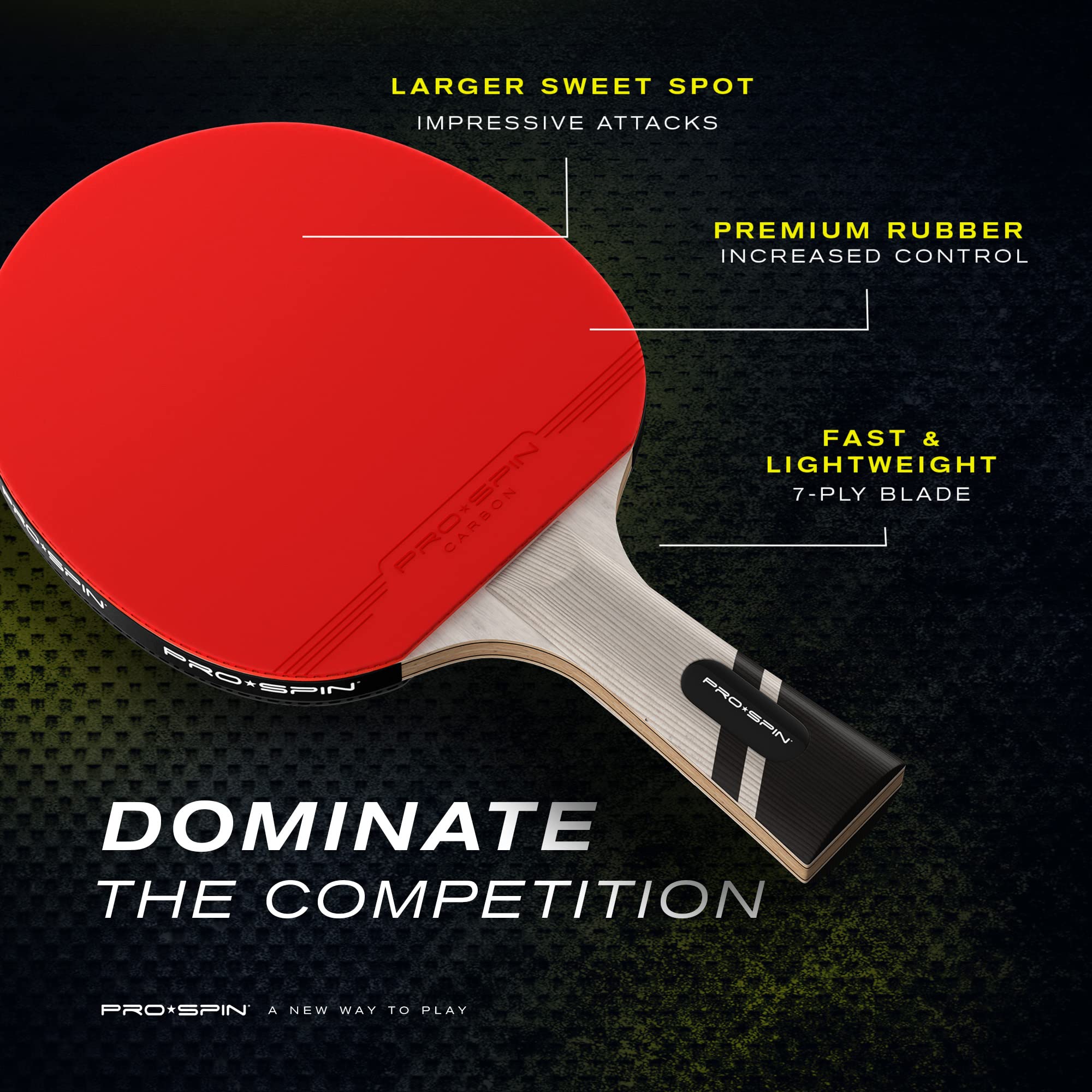 PRO SPIN Carbon Ping Pong Paddles - Premium Table Tennis Rackets with Carbon Fiber | Professional-Level 7-Ply Blade, Premium Rubber, 2.0mm Sponge | Includes Rubber Protector Case (2-Pack)