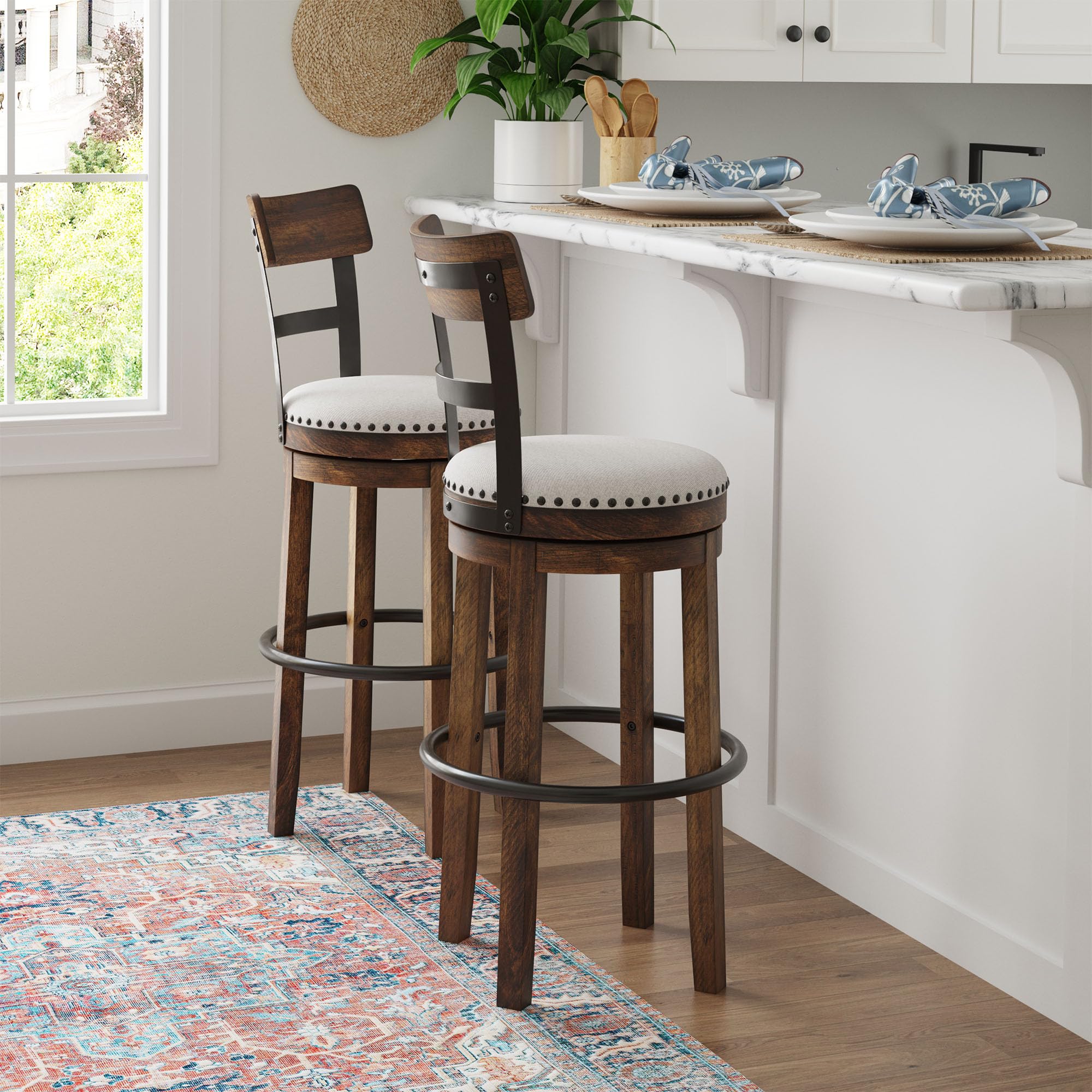 Signature Design by Ashley Valebeck 30" Farmhouse Pub Height Barstool, Brown