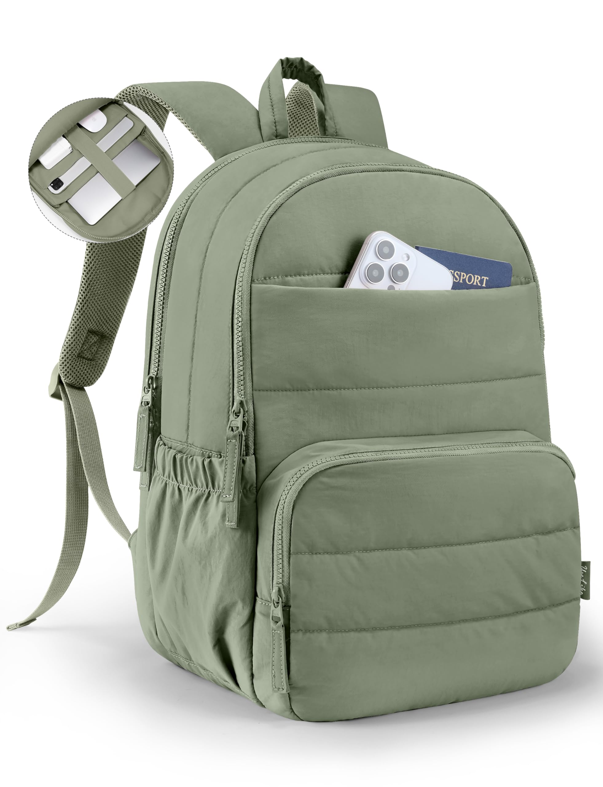 Uselike Travel Backpack for Women, 15.6 Inch Laptop Backpack, Quilted College Bookbag, Cute Work Backpacks, Water Resistant