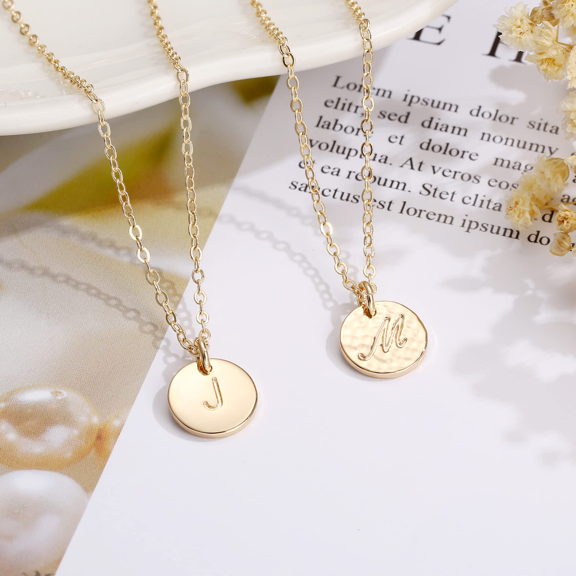 Hidepoo Disc Initial Necklaces Christmas Gifts for Girls - 14K Gold Filled Disc Initial Necklaces Girls Jewelry Christmas Gifts Tiny Disc Pendant A Initial Necklace Jewelry for Girls Birthday Gifts