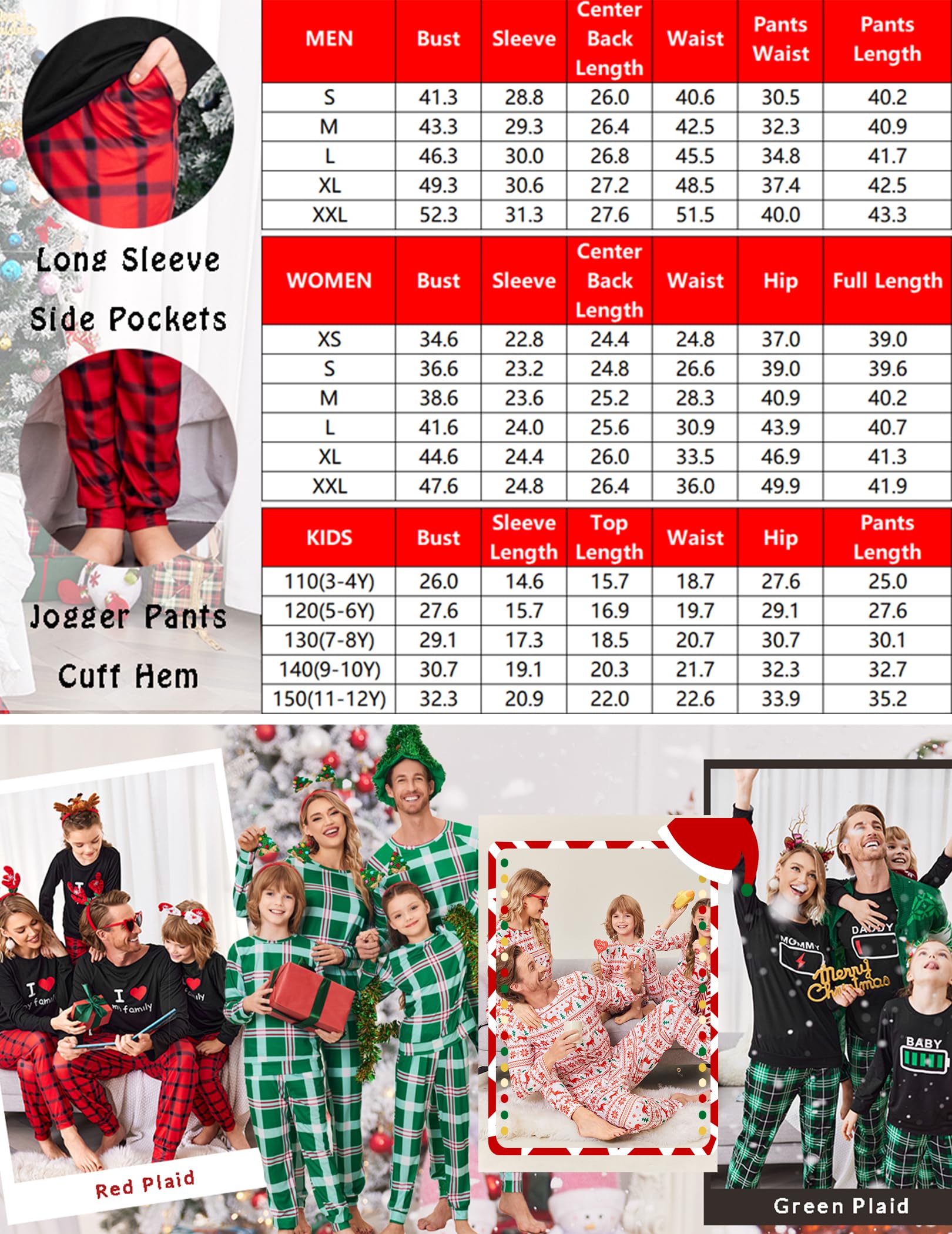 Ekouaer Family Christmas Pjs Matching Sets Jammies for Adults and Holiday Xmas Sleepwear SetRed ElkMedium