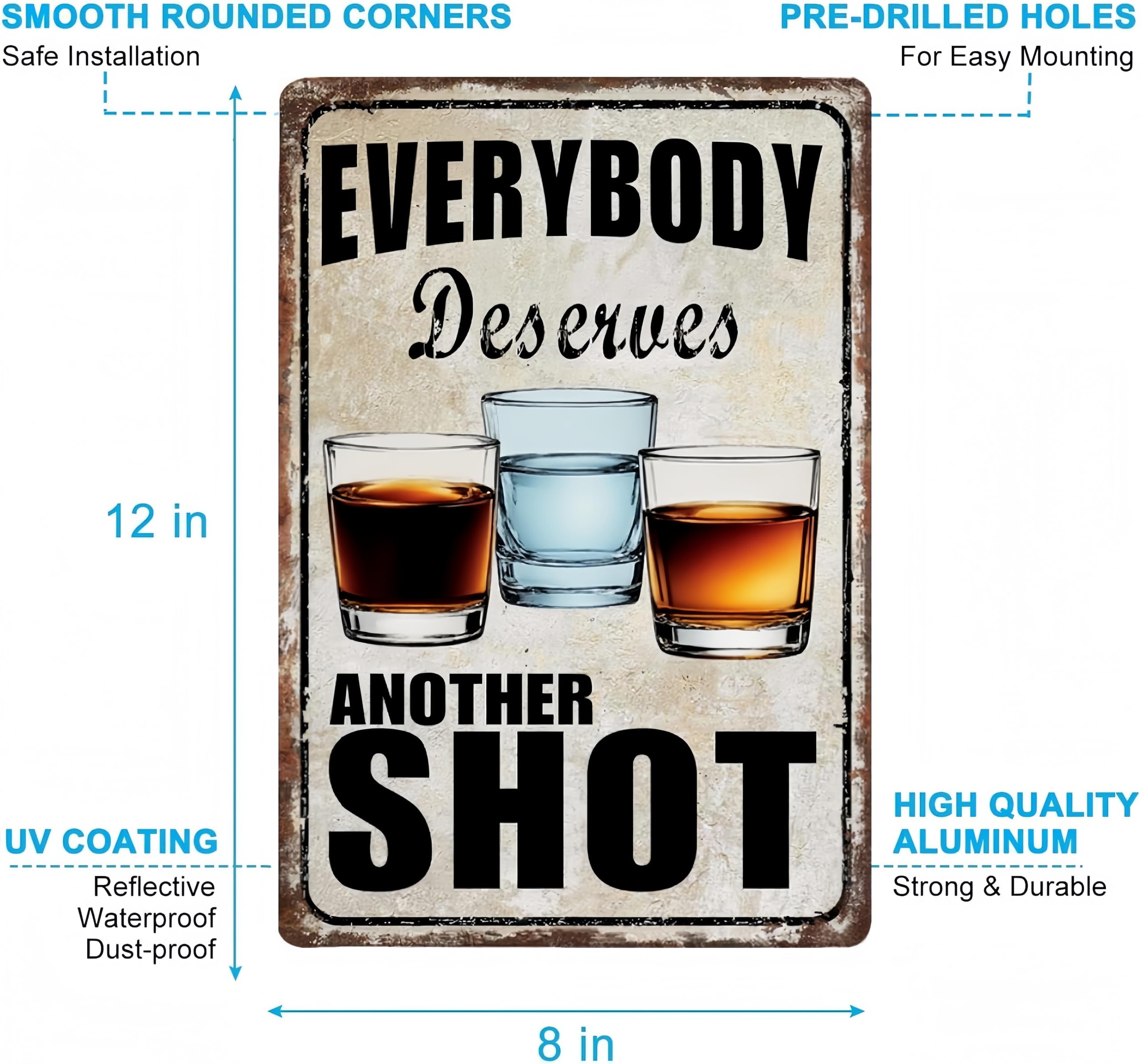 Carastora Funny Bar Metal Sign – Vintage Tin Wall Decor for Man Cave, Garage, Pub, or Home Bar – Humor Shot-Themed Decoration, 8x12 Inches