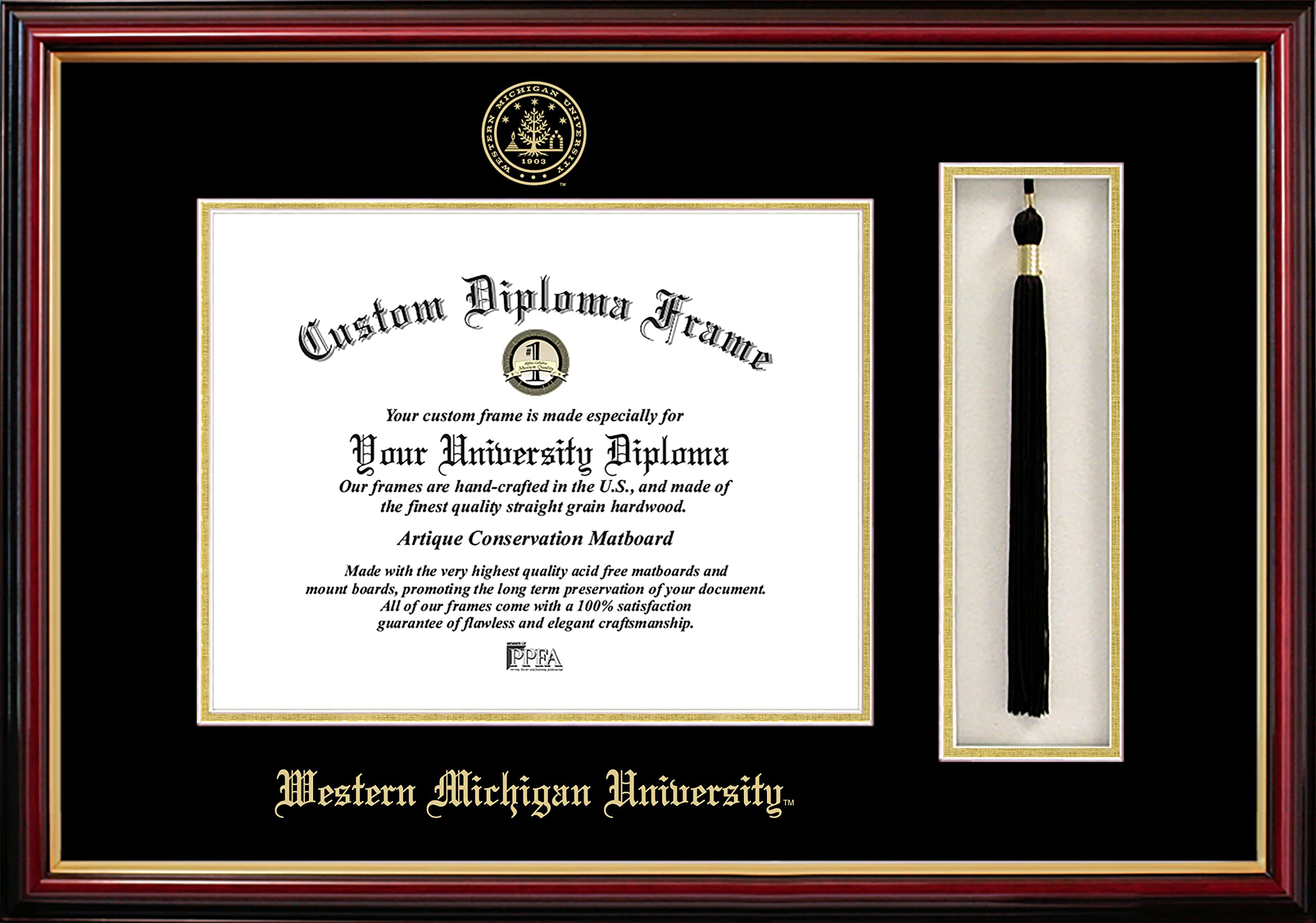 Campus Images MI981PMHGT Western Michigan University Tassel Box and Diploma Frame, 8.5" x 11"