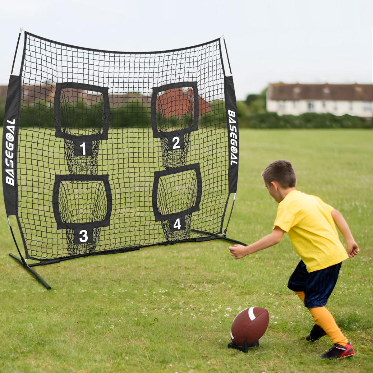 BaseGoal 6x6 Ft Football Nets for Throwing,Football Target,Quarterback Training Equipment with 4 Target Pockets for Improving Football Accuracy Throwing