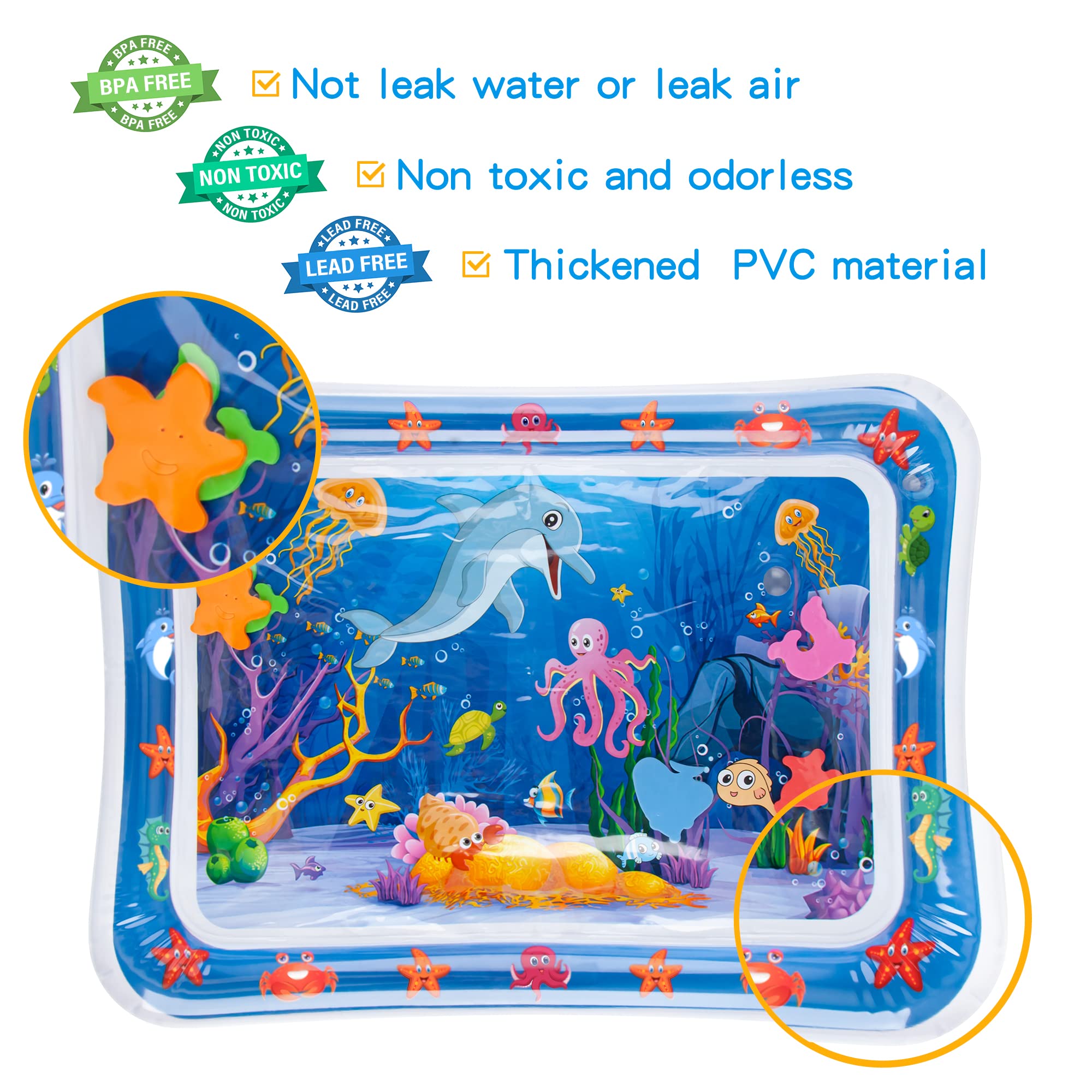 Yeeeasy Tummy Time Water Mat丨Inflatable Tummy Time Water Play Mat for Babies, Infants and Toddlers 3 to 12 Months Promote Development Toys Baby Gifts