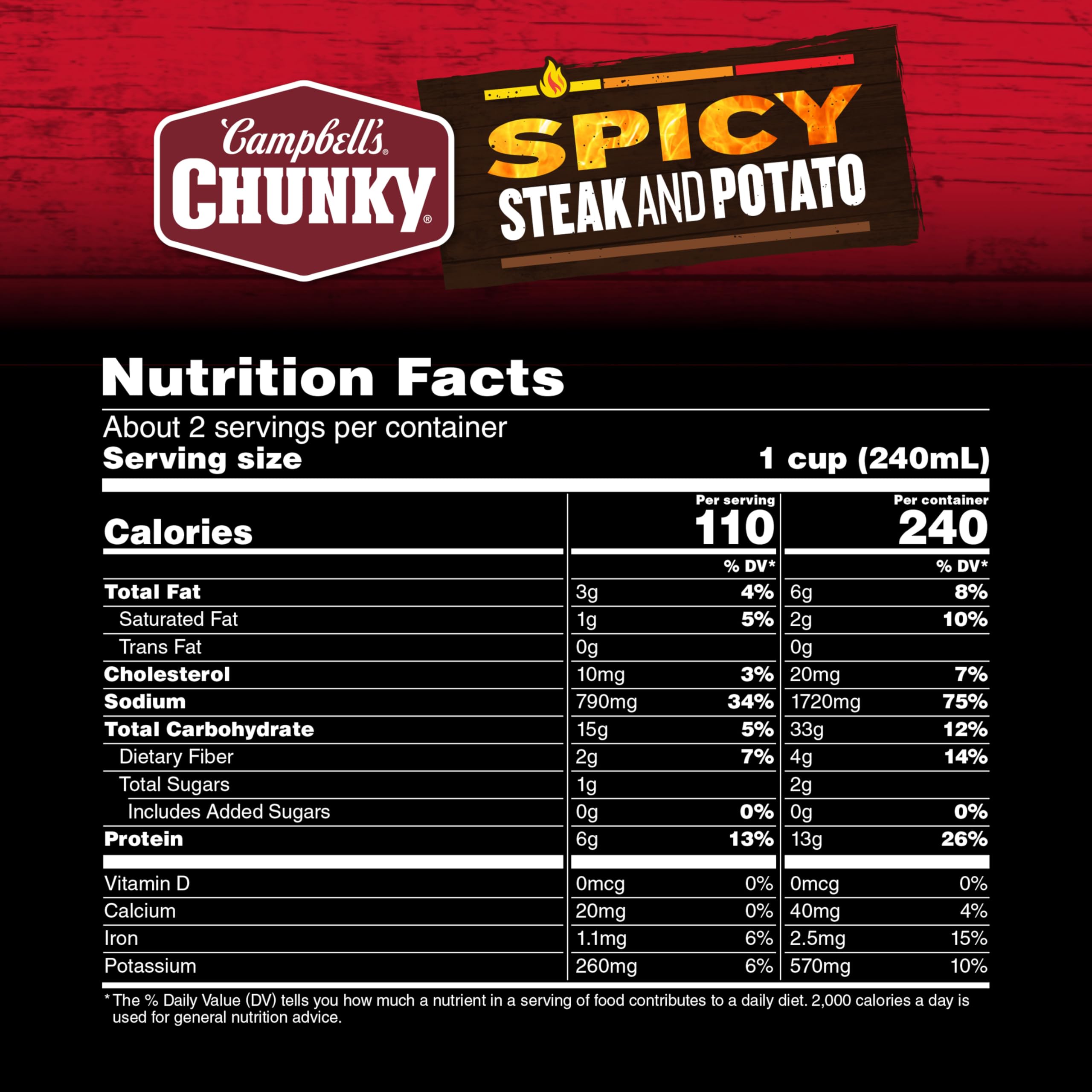 Campbell's Chunky Soup, Spicy Steak and Potato Soup, 18.8 oz Can