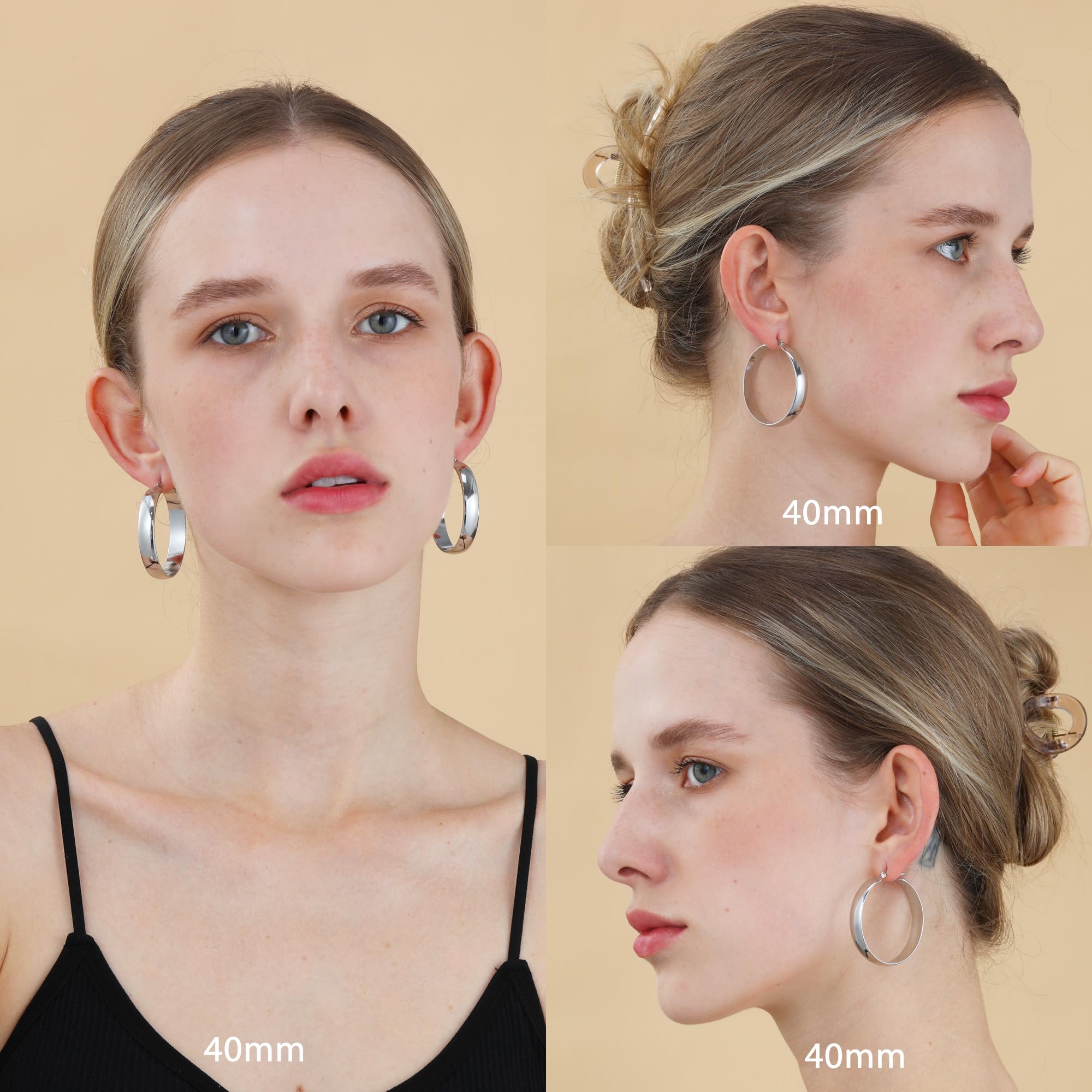 DORANA Big Silver Hoop Earrings for Women Sterling Silver Hoop Earrings Large Silver Hoops Hypoallergenic Thick Silver Chunky Hoops Earrings 925 Sterling Silver Hoop Earrings