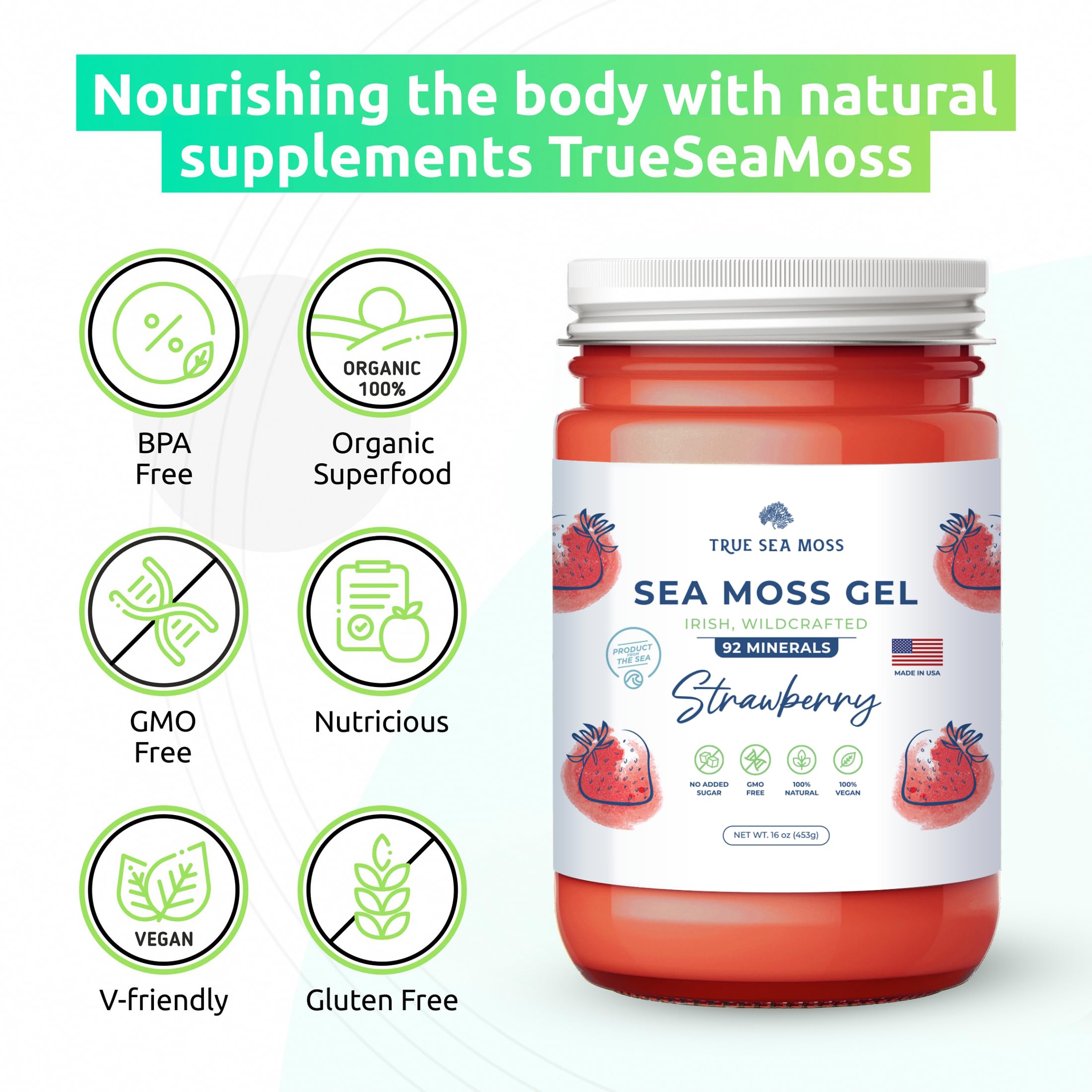 TrueSeaMoss Sea Moss Soap Coffee Vanilla Coconut & Oatmeal Honey & Strawberry Sea Moss Gel