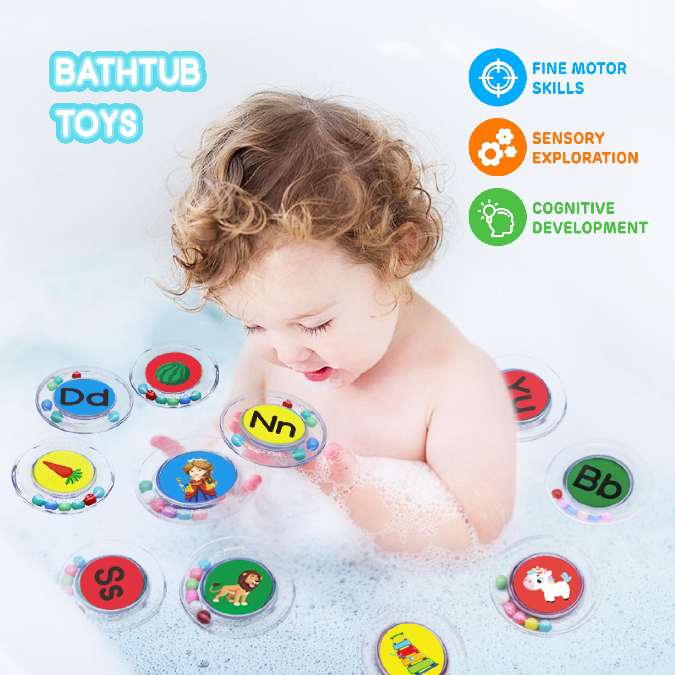 Baby Bath Toys 26pcs Alphabet Letters, Mold Free Floating Bathtub Toys Water Pool Toys Set with Mesh Bag for Kids Toddlers Ages 2 3 4 5 - Preschool ABC Learning Educational Gifts