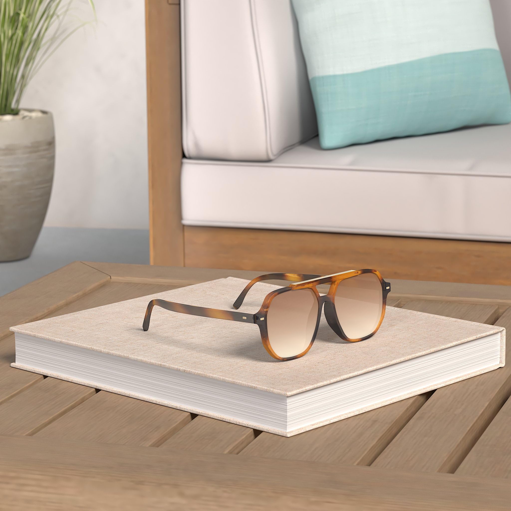 SOJOS Retro Trendy Aviator Polarized Sunglasses Men Women Vintage 70s Square Stylish Frame Sun Glasses SJ2283 Tortoise Brown Grading Lens