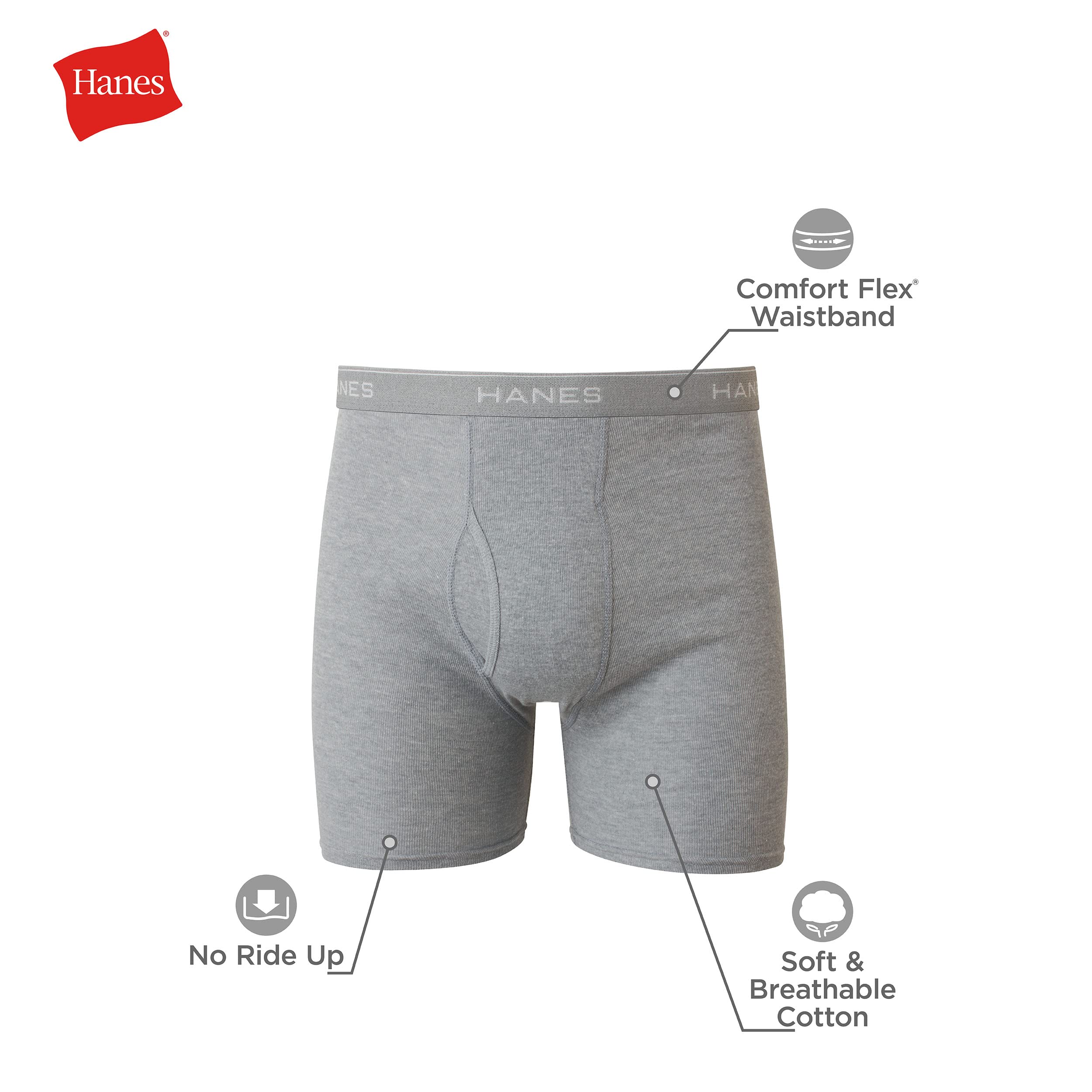 Hanes Men Hanes Boxer Briefs, Cool Dri Moisture-Wicking Underwear, Cotton No-Ride-up for Men, Multi-Packs Available