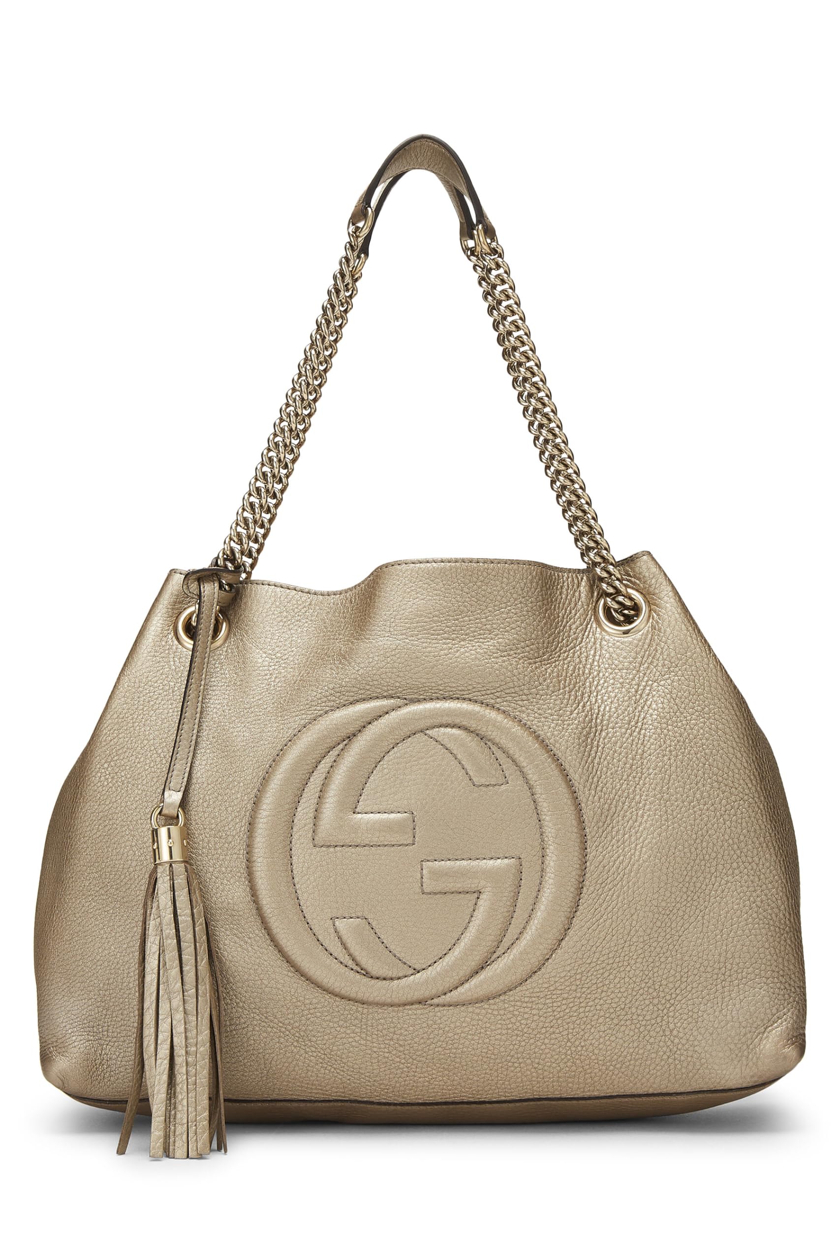 Gucci, Pre-Loved Gold Metallic Leather Soho Chain Tote, Gold