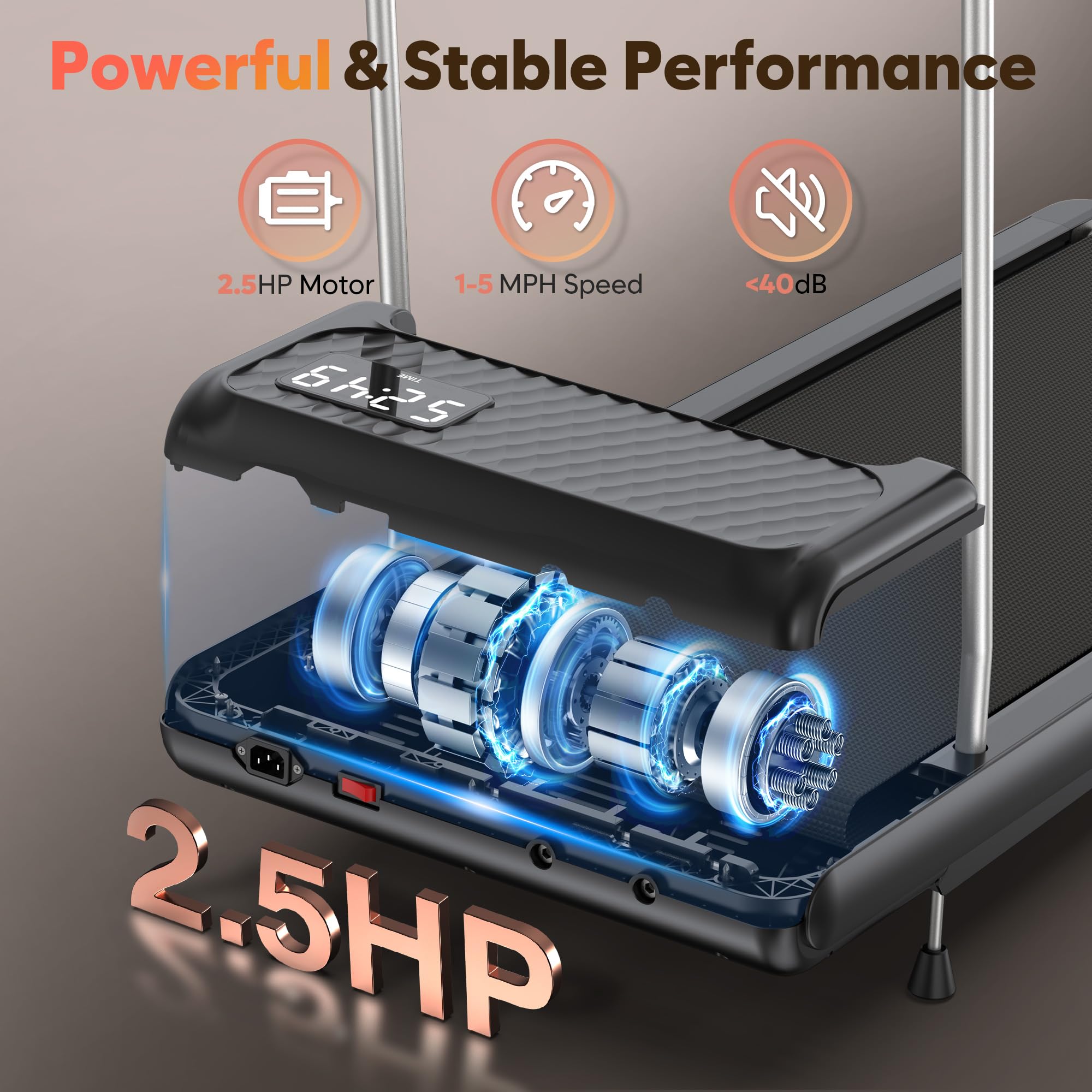 WELLFIT 10% Incline Walking Pad Treadmill with Handlebar,265LB Capacity,40 dB Low Noise Standing Under Desk Walking Jogging Running Machine for Home Office Apartment,APP/Remote Control,LED Display