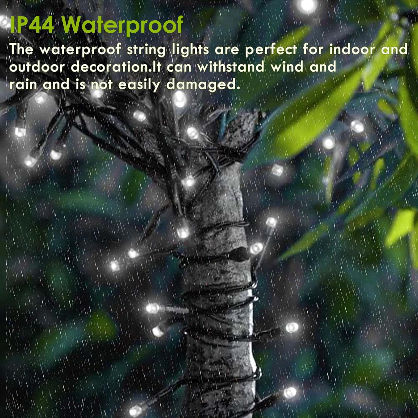 YIQU White 82FT 200 LED Christmas String Lights Outdoor/Indoor (Extendable Green Wire, Ultra-Bright with 8 Modes, UL Certified), Fairy String Lights for Xmas Tree Holiday Party Decoration, Cool White