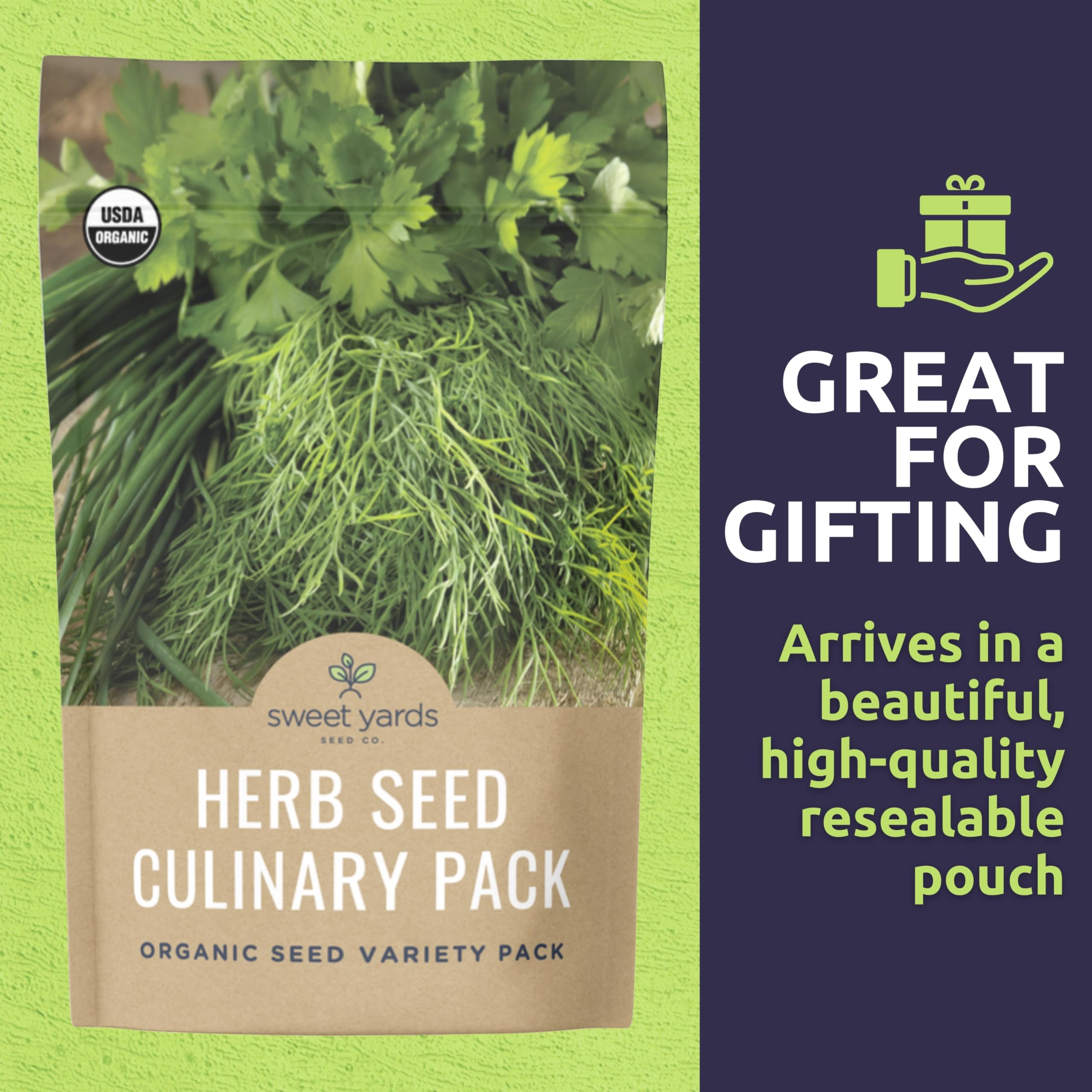 Organic Herb Seeds Variety Pack - 10 Individual Packs - 2025 Season - Basil, Cilantro, Dill, Thyme, Parsley and More! for Indoor & Outdoor Planting (Non-GMO, Certified Organic)