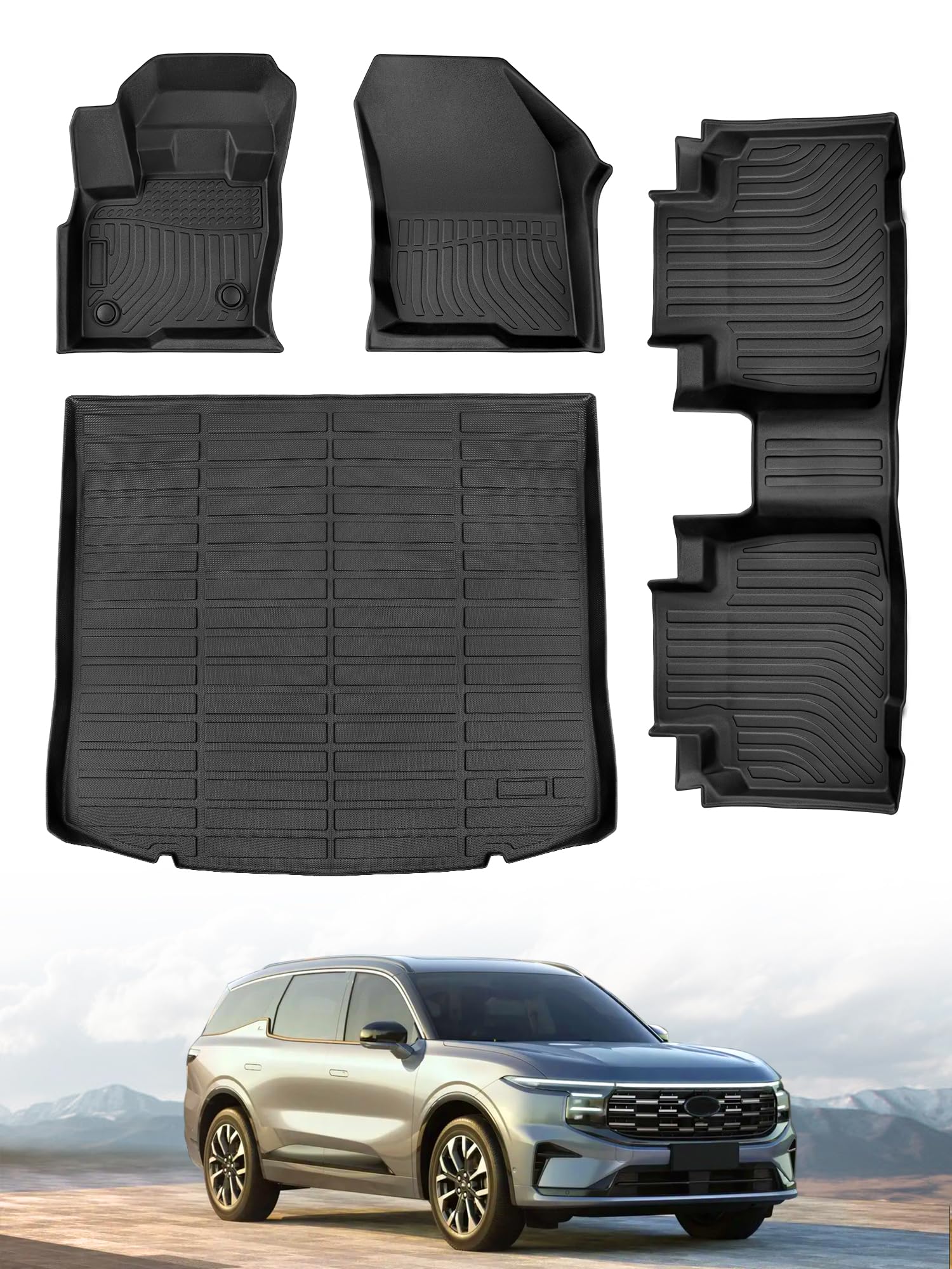 for Ford Edge Floor Mats Trunk Mat 2024 2023 2022 2021 2020 2019 2018 2017 2016 2015, for Ford Edge ST Floor Mats 2024 2015-2023, Custom Fit All-Weather Mats for Edge Accessories 2015-2024