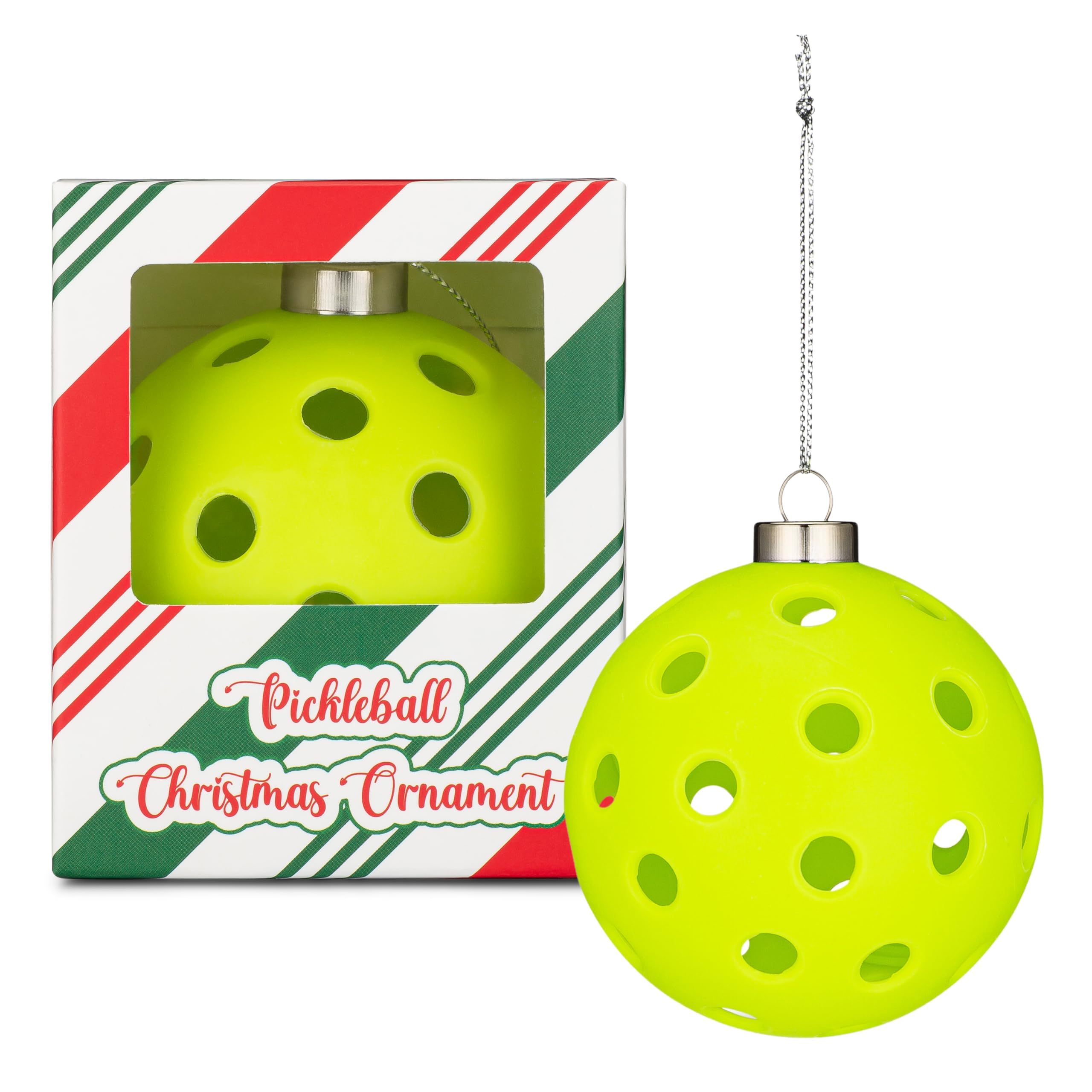 TILTECH Pickleball Ornament, Life-Size Pickleball Christmas Ornament for Christmas Tree, Funny Pickleball Gift, Pickleball Decorations for Pickleball Lovers, Sports Christmas Decor, 1-Pack