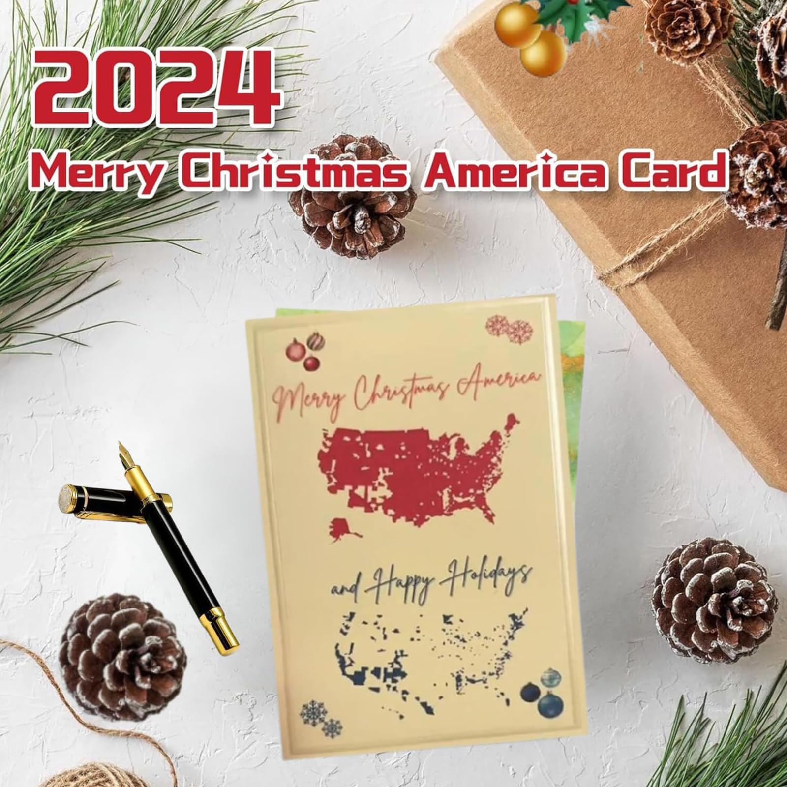 10PCS 2024 Merry Christmas America Card, 2024 Presidential Election Map Cards, America Christmas Card, Patriotic Christmas Cards, Funny Greeting Cards Holiday Cards Xmas Gifts