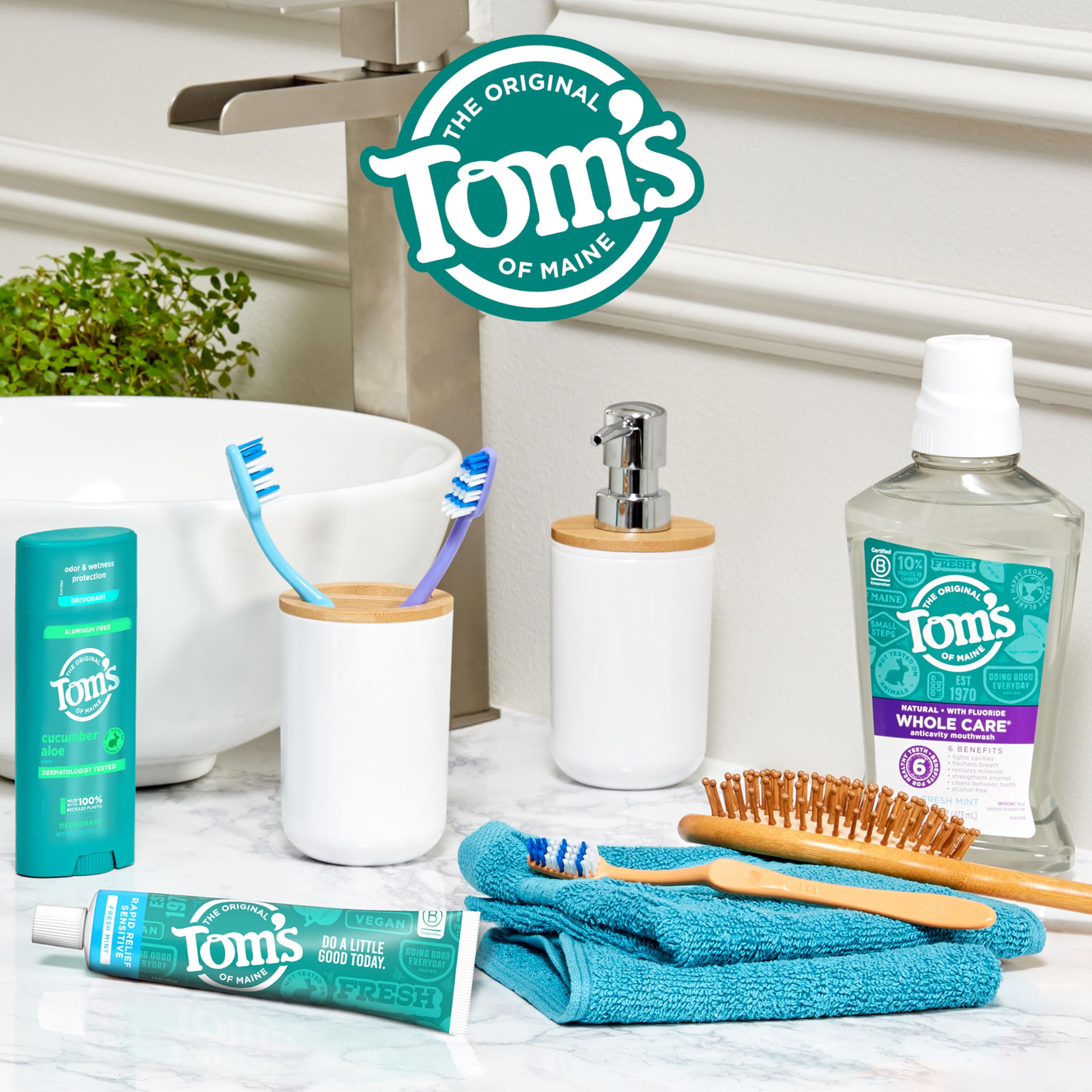 Tom's of Maine Fluoride-Free Rapid Relief Sensitive Toothpaste, Fresh Mint, 4 oz. 3-Pack (Packaging May Vary)