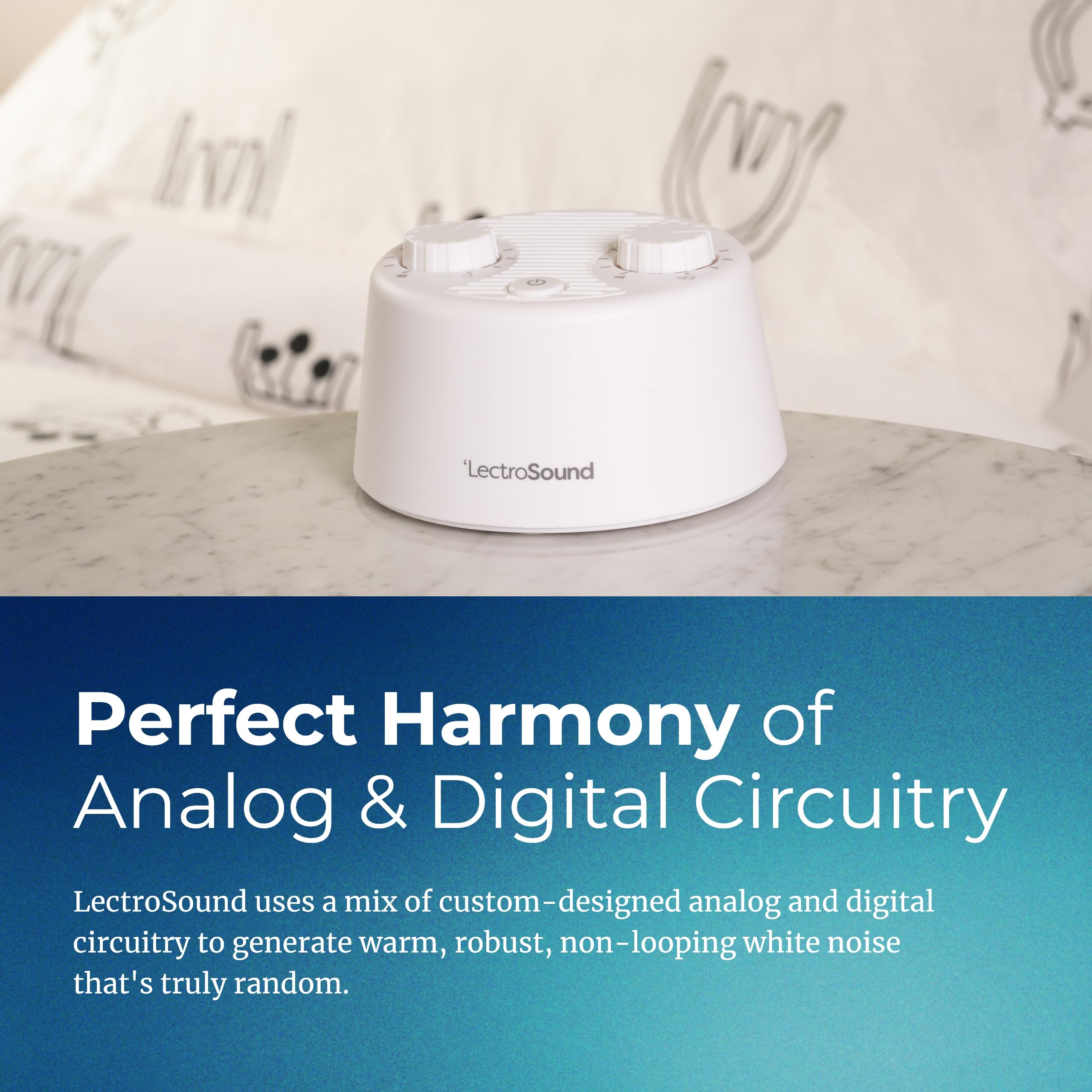 Adaptive Sound Technologies Lectro Sound 2 White Noise Machine - Simple Machine for Nursery or Bedroom - Non-Looping, Warm White Noise for Soothing Sleep - for All Ages - White
