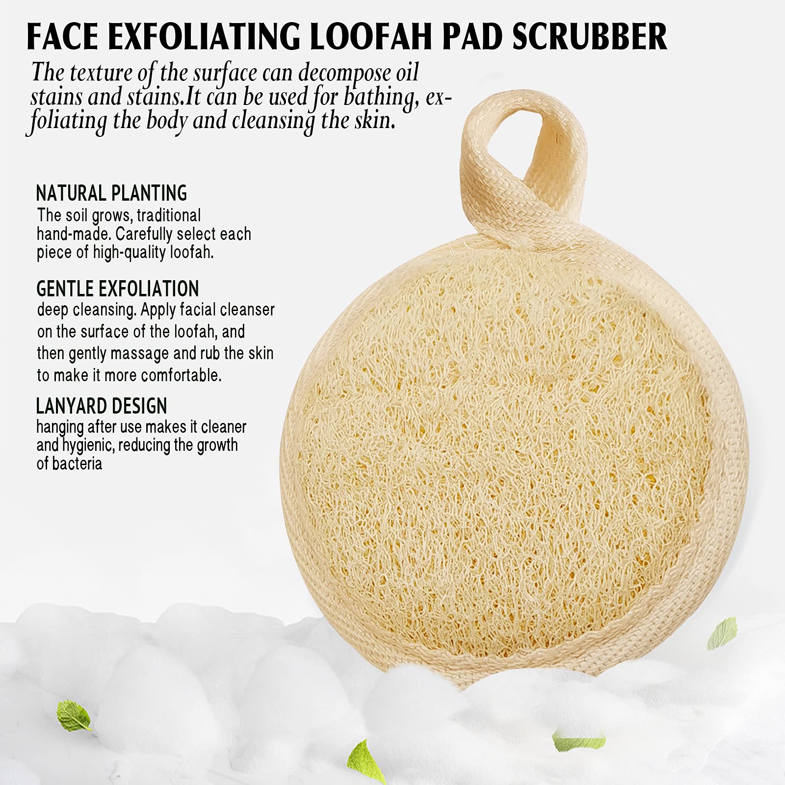 Face Exfoliating Loofah Pad Scrubber, Manual Facial Cleansing and Makeup Remover Brush 4 Pieces, Natural Loofa Sponge Pads Massage Pores and Clean Blackheads Without Hurting The Skin