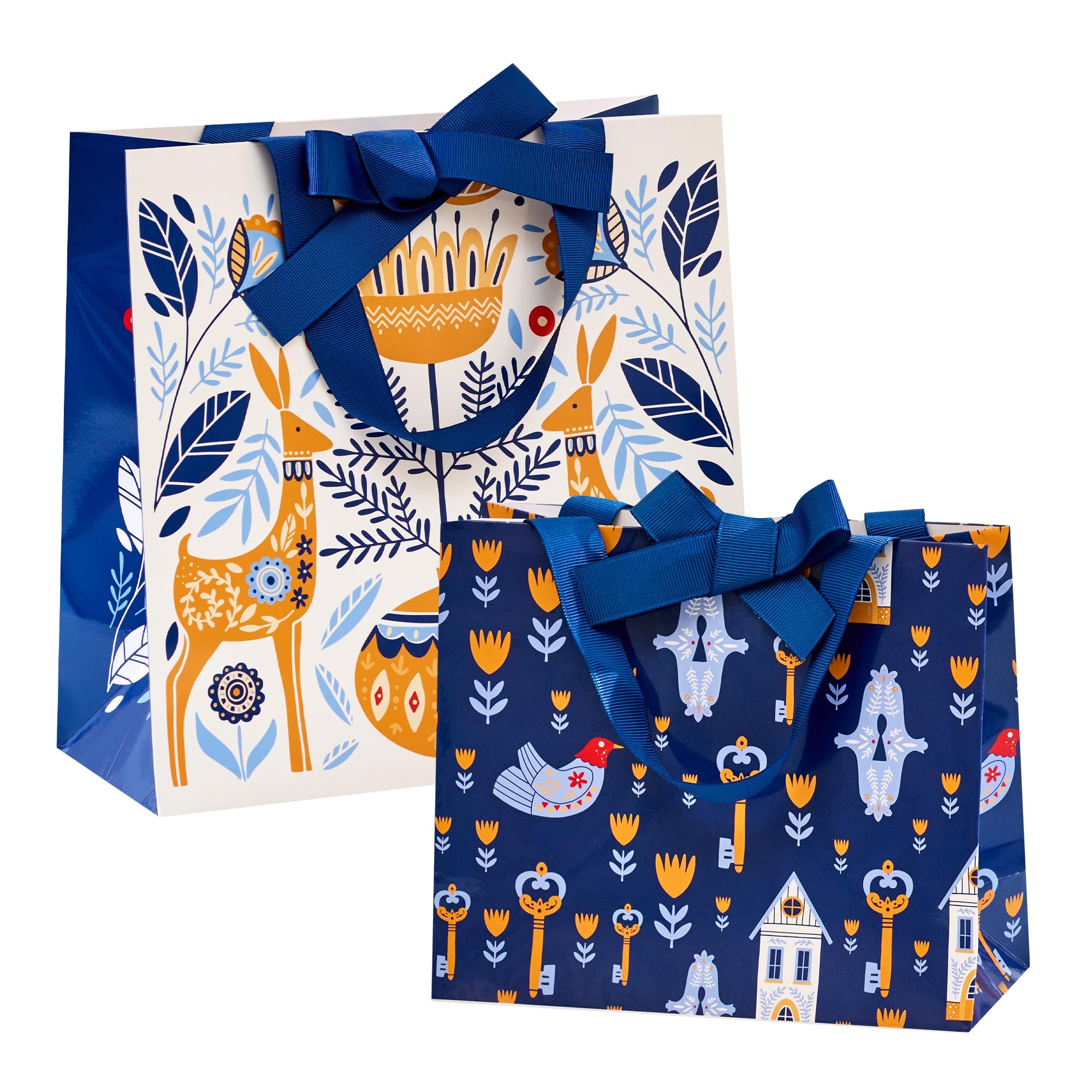Martin & Jillian Scandinavian Gift Bags with Ribbon Handles - Multi Use Paper Goodie & Gift Bags for Weddings, Baby & Bridal Showers, Birthday Party Favors, Christmas & Holiday Presents