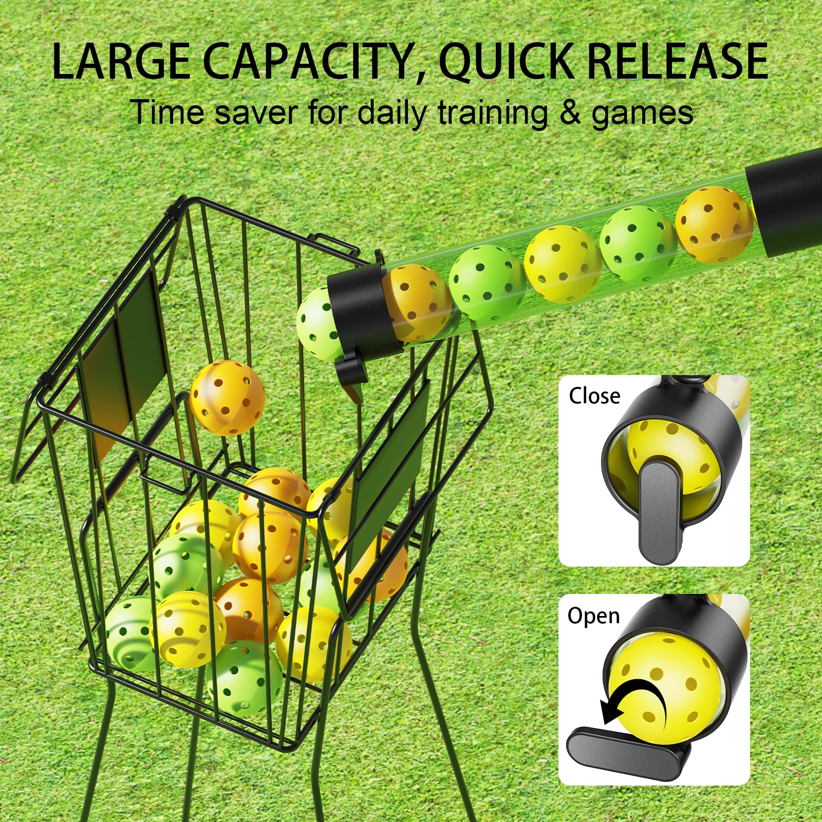 SELMOR 17 Balls Pickleball Ball Retriever & Ball Holder Storage with Strap, Back Saver for Pickleball Accessories, Quick for Pickleball Tube Ball Pickup