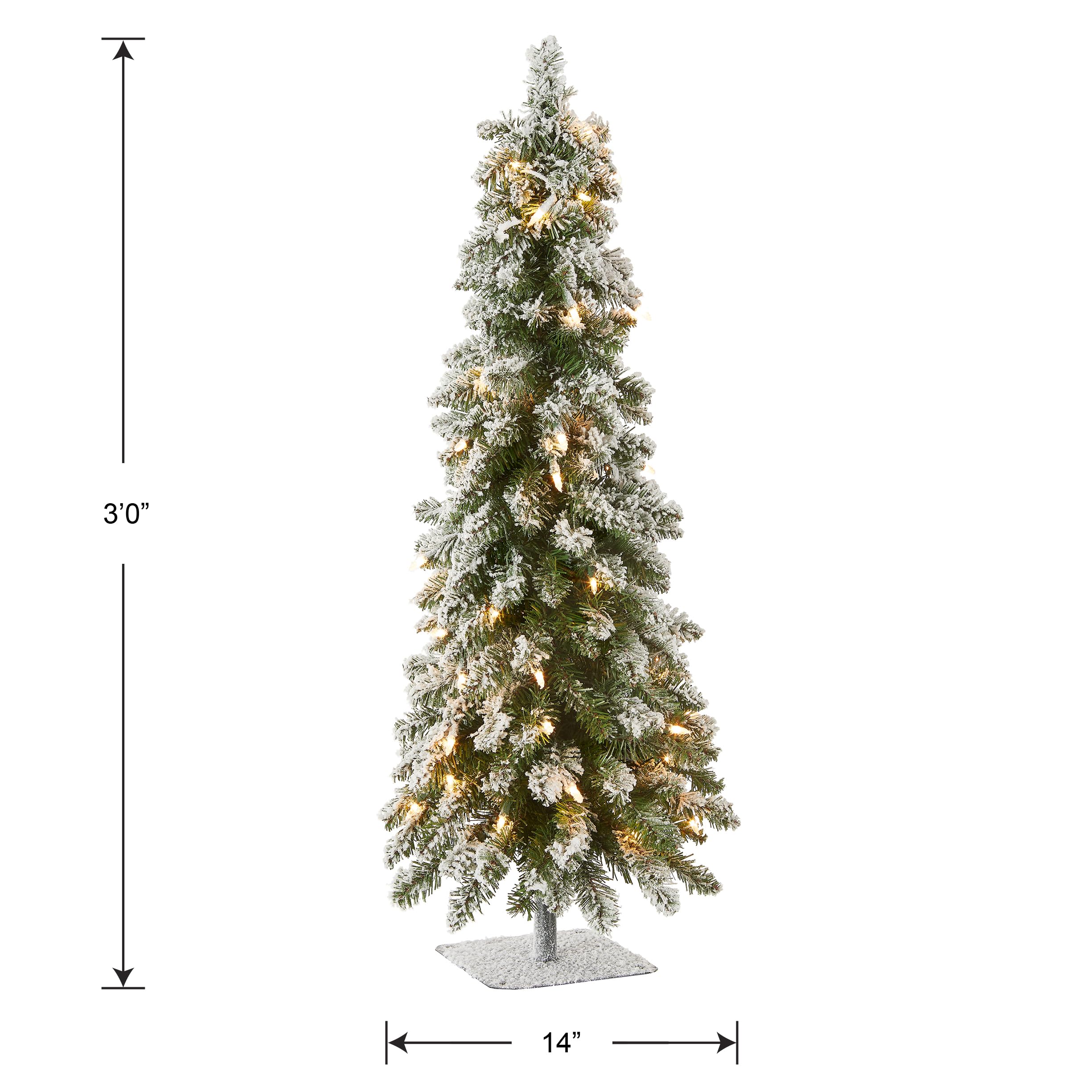 National Tree Company Pre-lit Artificial Mini Christmas Tree | Includes Pre-strung White Lights | Snowy Downswept Forestree - 3 ft