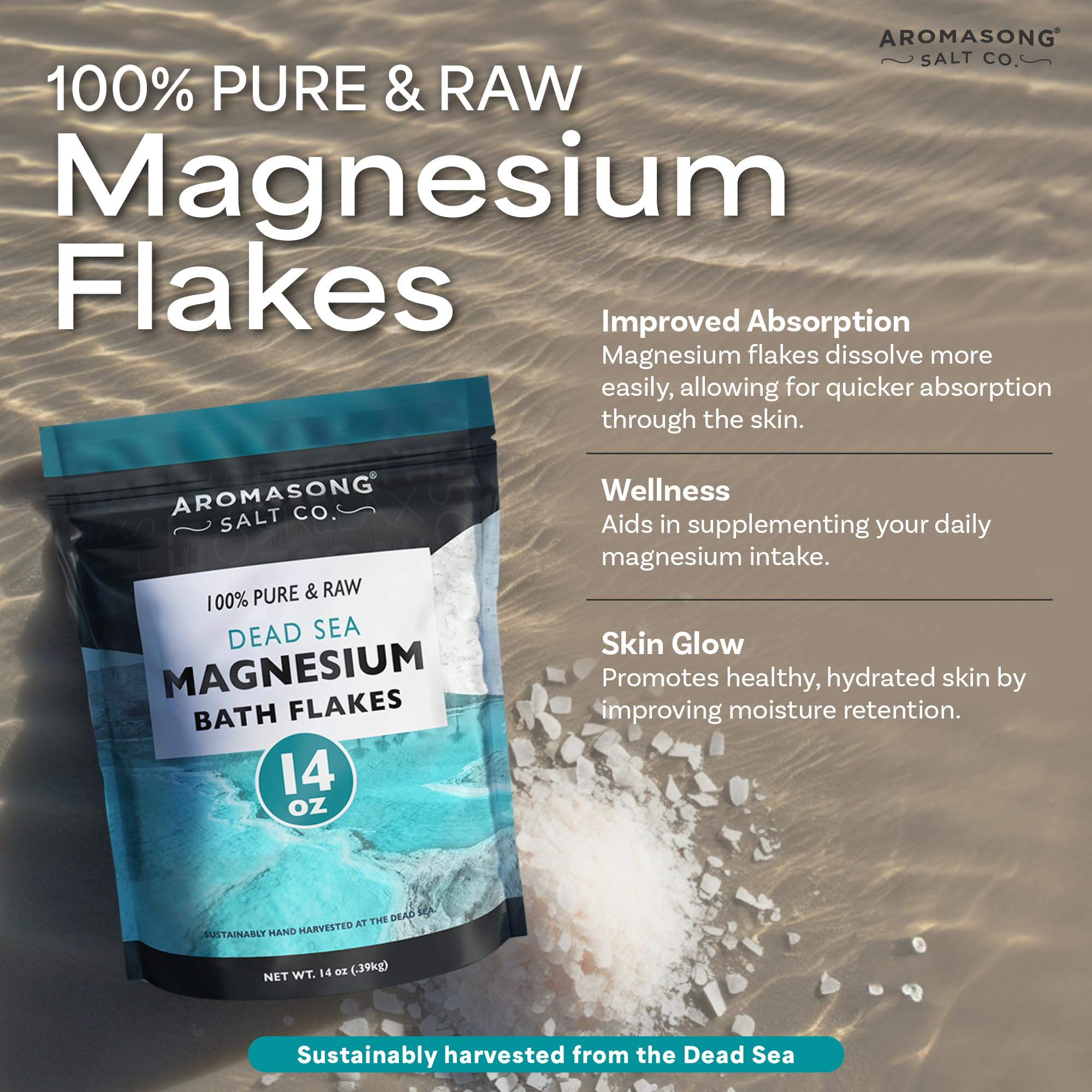Aromasong Relaxation Essentials Bundle: Extra Strength Magnesium Spray + Dead Sea Magnesium Flakes for Better Sleep
