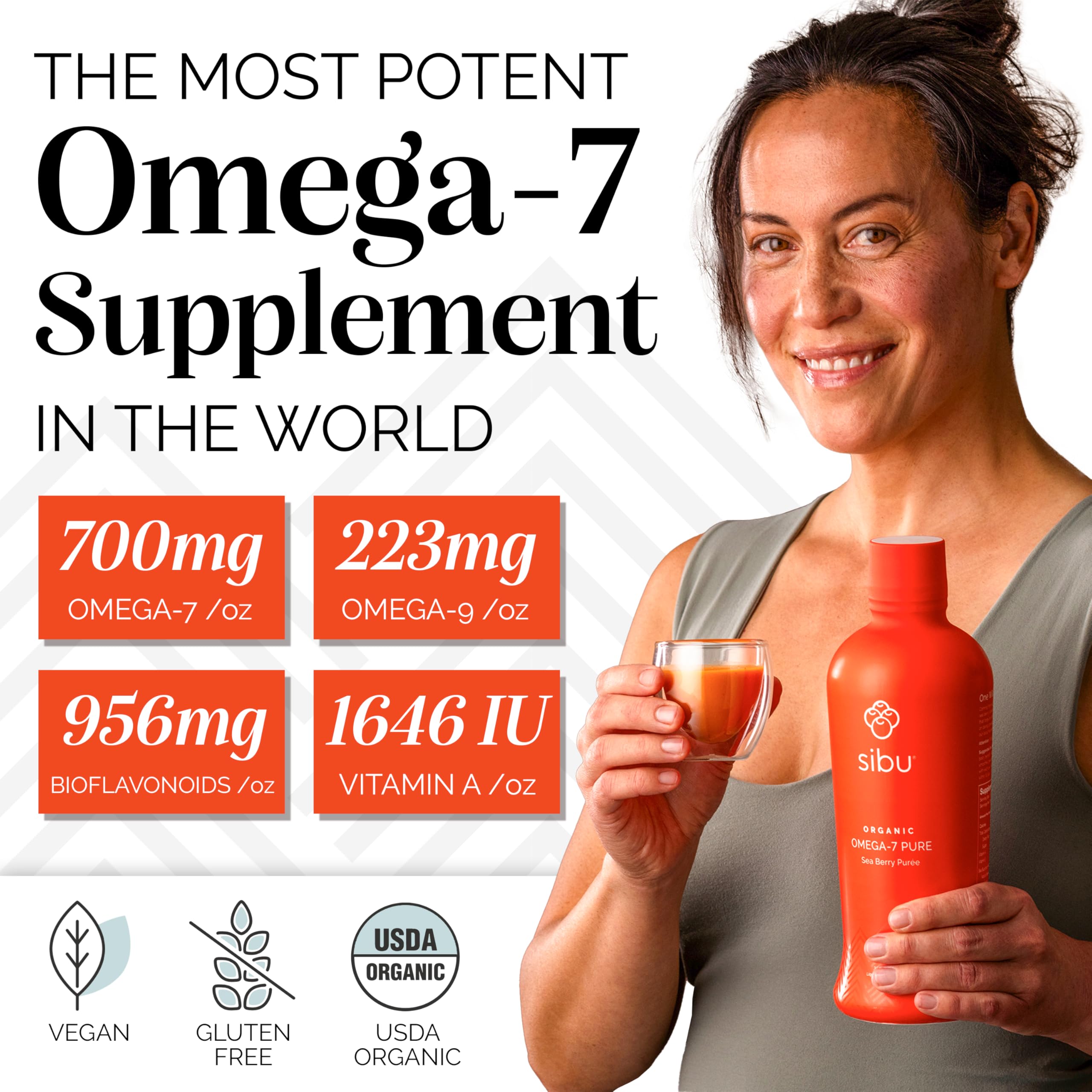 sibu Omega 7 Pure, 100% Pure Sea Buckthorn Juice (32 oz), USDA Organic – Boosts Immune System, Supports Cardiovascular Health, Amazing for Skin Hair and Nails