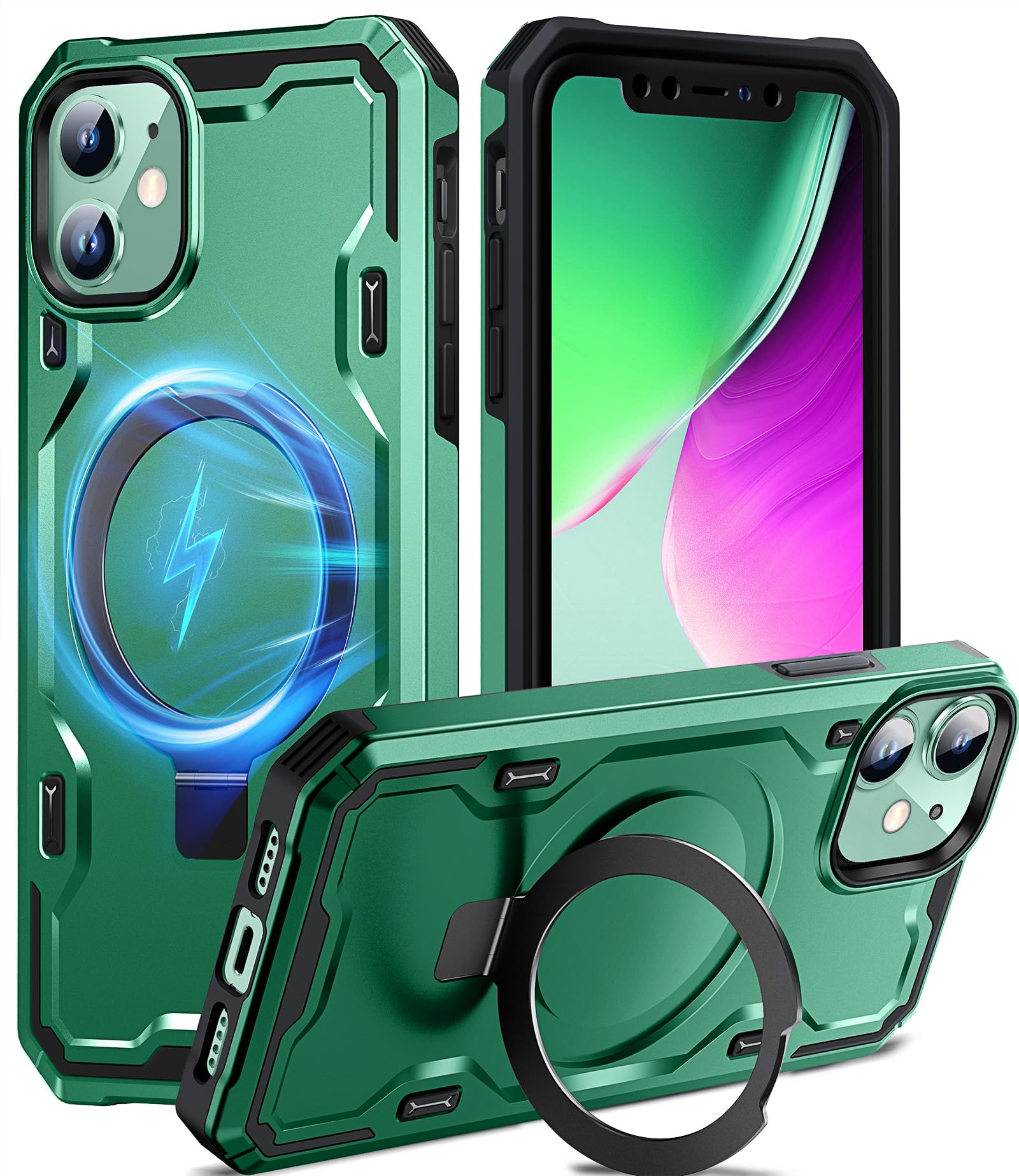 Chicfun Armour Defense Magnetic Stand for iPhone 11 Case, iPhone 11 Case for Magsafe Kickstand [360° Rugged Tough, NO.1 Military Shockproof Heavy Duty Protective] Phone Case iPhone 11 Cover Green