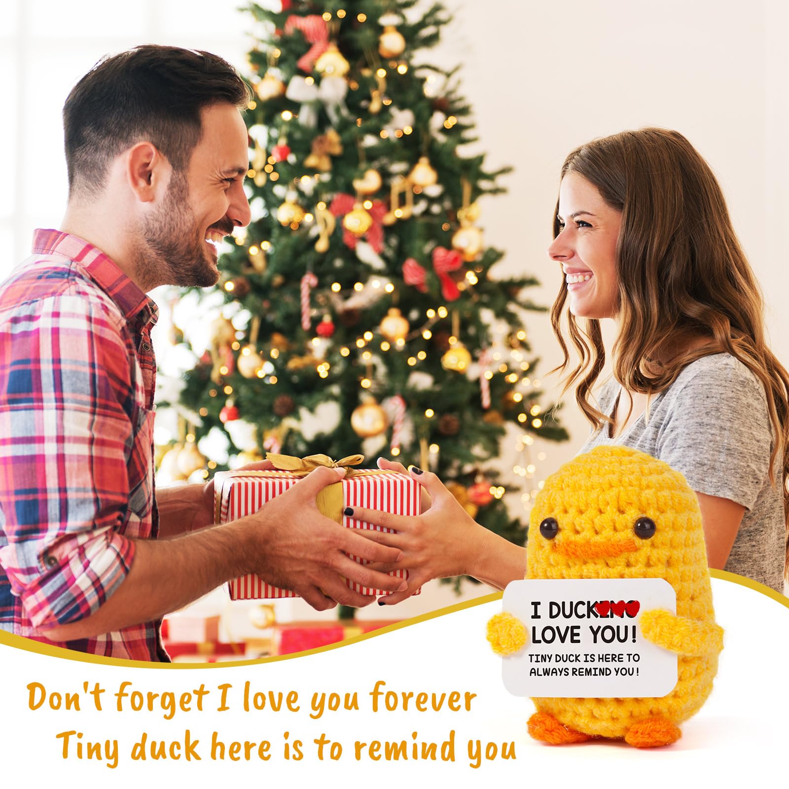 MBL Boyfriend Girlfriend Wife Husband Gifts, I Duck Love You - Handmade Crochet Funny Cute Duck for Couple Fiance Wife Husband Him Her Birthday Christmas Stocking Stuffers Valentine's Day Gifts