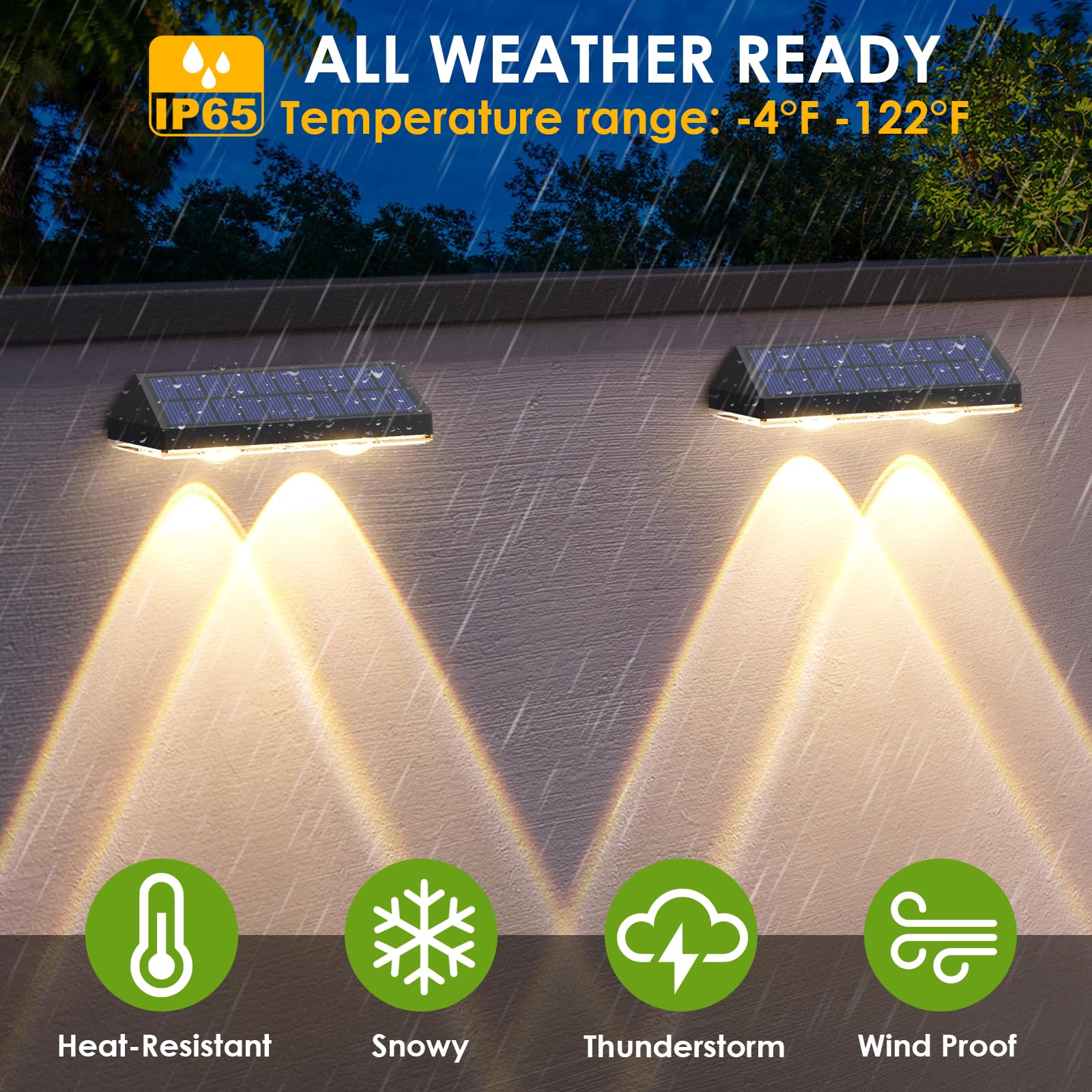 Solar Fence Lights Outdoor - 2700/4000/6000K 3 Mode, IP65 Waterproof Fence Solar Lights Outdoor, Solar Deck Lights for Outside, Backyard/Railing/Step/Patio/Deck Fence/Stair Railings and Wall (8 pack)