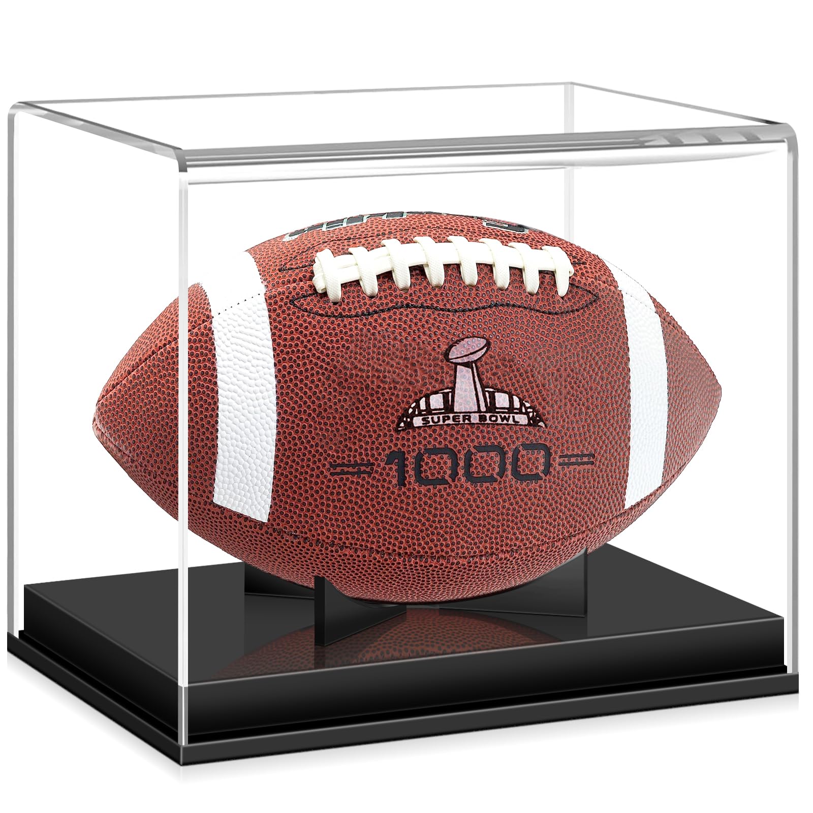 KKU Football Display Case Autographed Football Holder Acrylic Display Case with Built-in Removable Football Display Stand, Clear