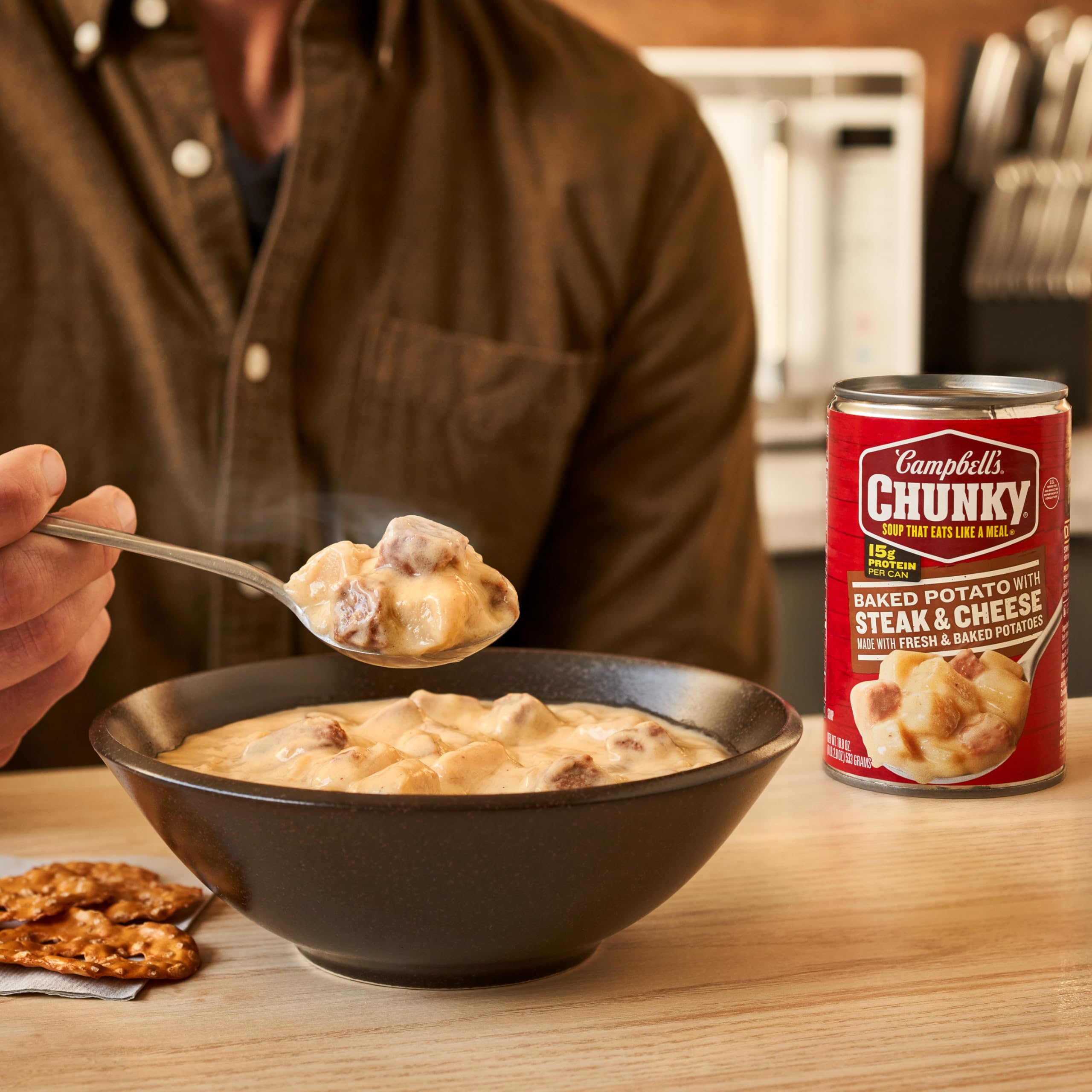 Campbell's Chunky Baked Potato with Steak and Cheese Soup, 18.8 oz. Can