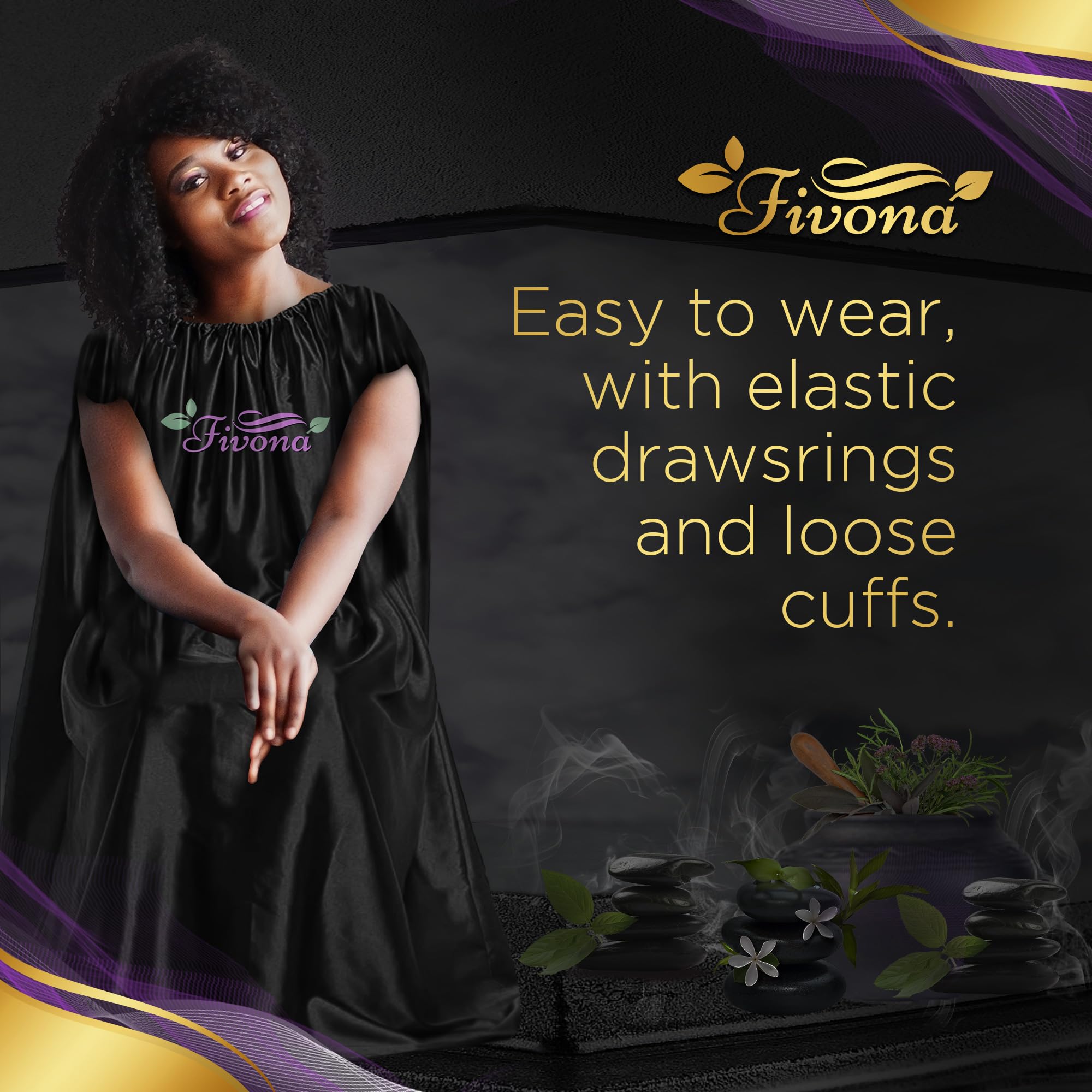 FIVONA Yoni Steam Gown - Universal Size Full Body Covering - Luxuriously Soft Fabric - V Steam Gown with Stretch Ribbing for Spa, Sauna, Beauty Salon or Home