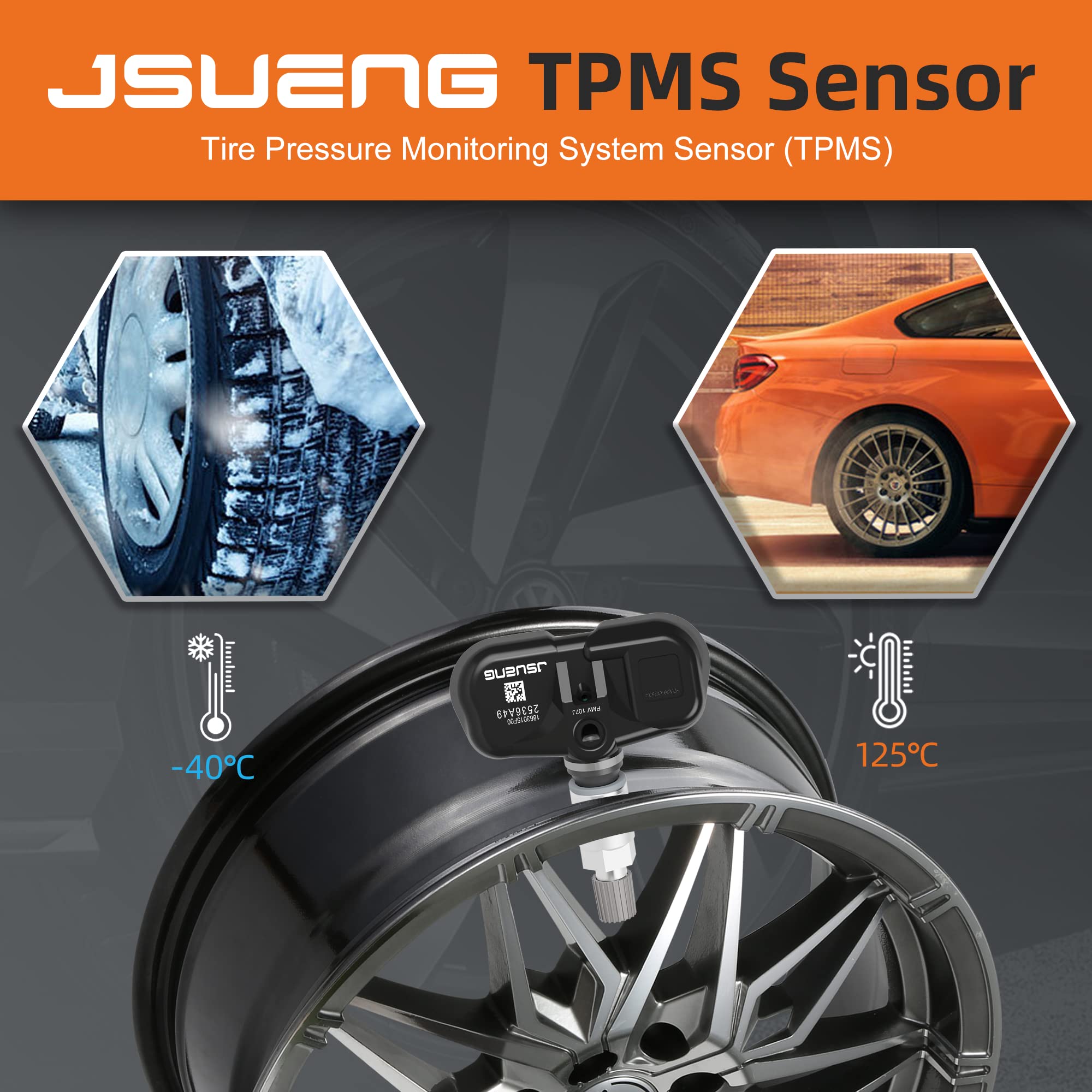 Jsueng TPMS Sensor fit Toyota Scion Pontiac Lexus, Camry Rav4 Highlander Yaris Corolla, 315MHz Tire Pressure Monitoring System Sensors Replaces#42607-33021 PMV-107J 42607-33011 42607-06011 (4 Pack)