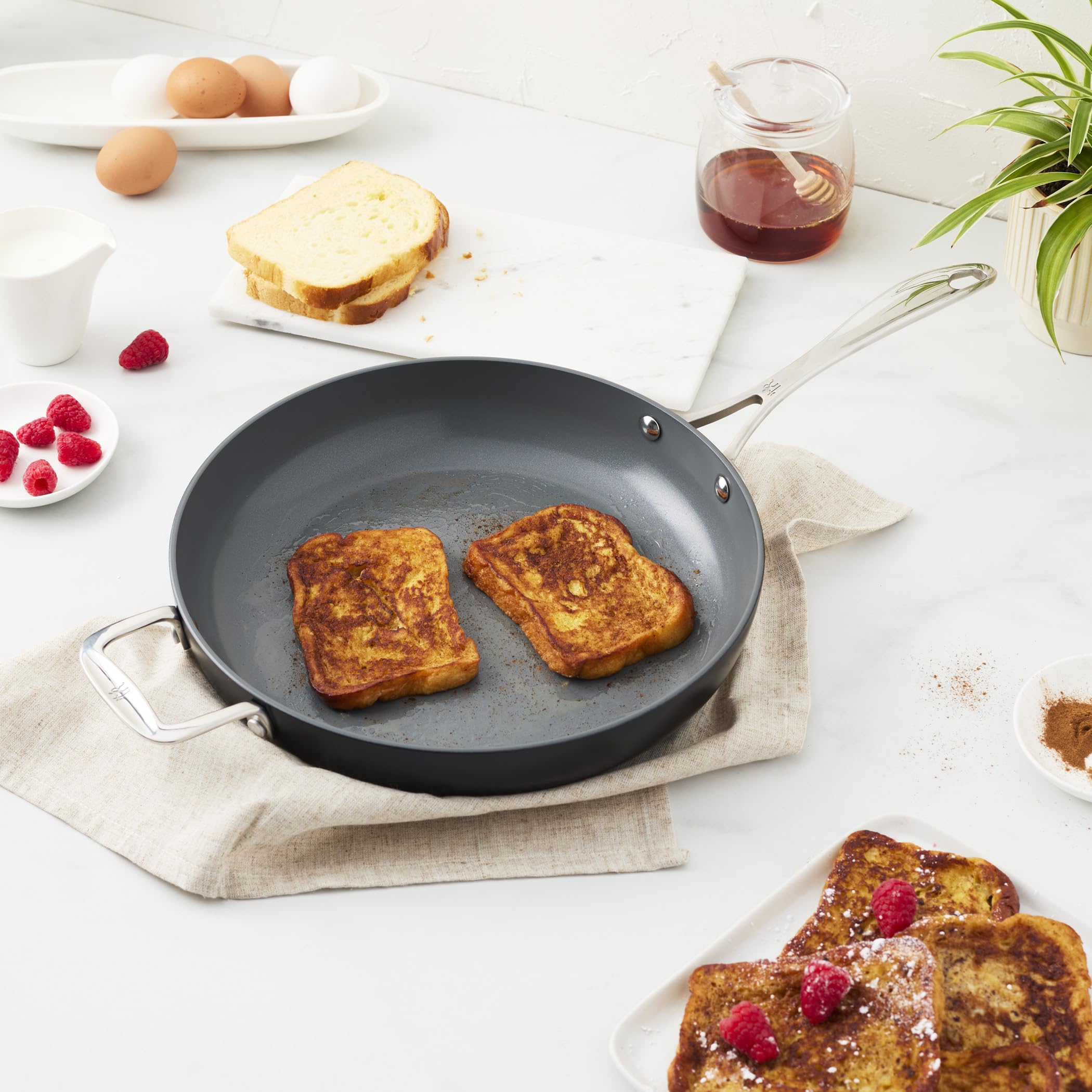 Henckels Release 12-inch Aluminum Ceramic Nonstick Fry Pan with helper handle