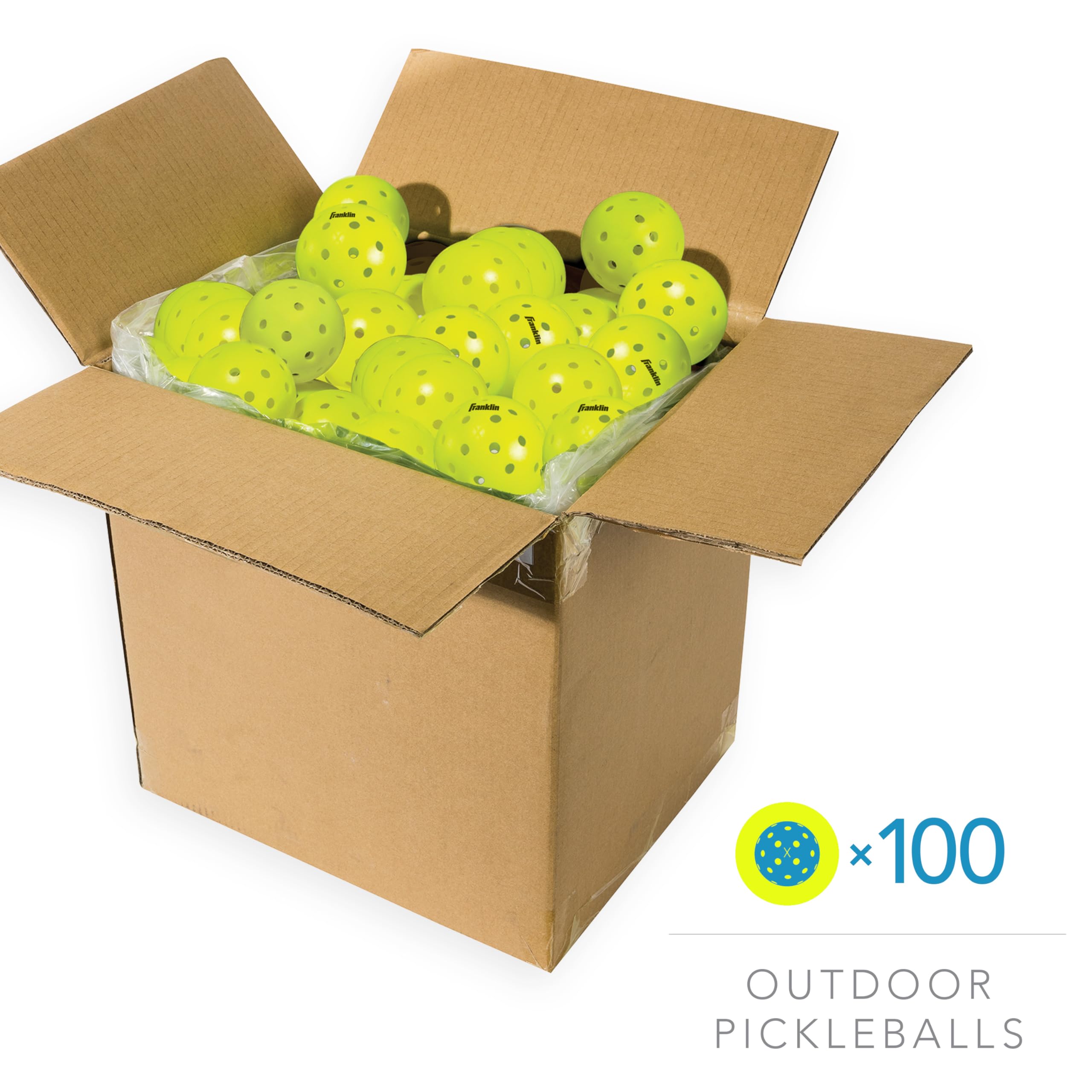 Franklin Sports Outdoor - X-40 Pickleball Balls - USA Pickleball (USAPA) Approved - 100 Bulk Pack Outside Pickleballs - Yellow - US Open Ball