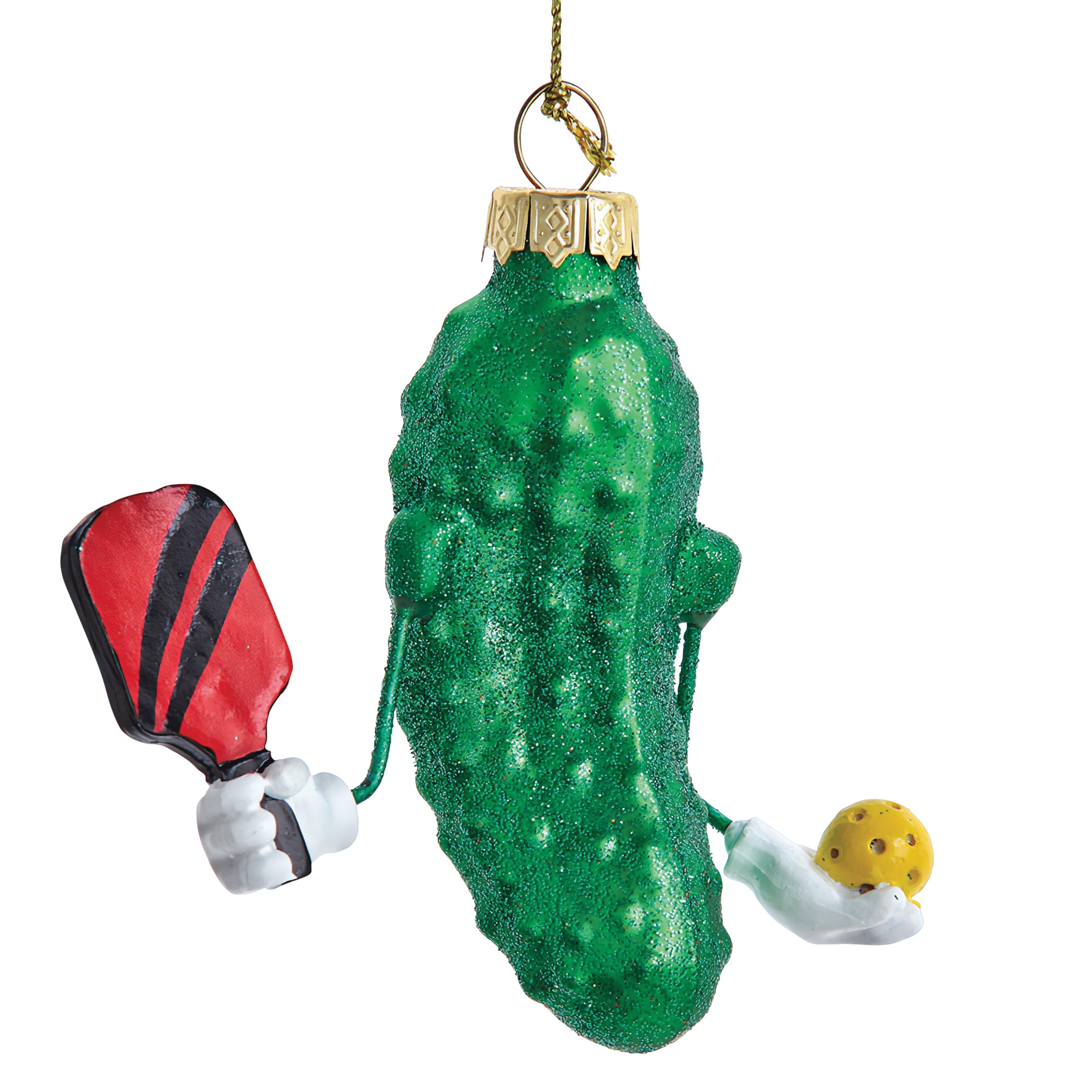 Kurt S. Adler Glass Pickleball Pickle Ornament 3 Inch