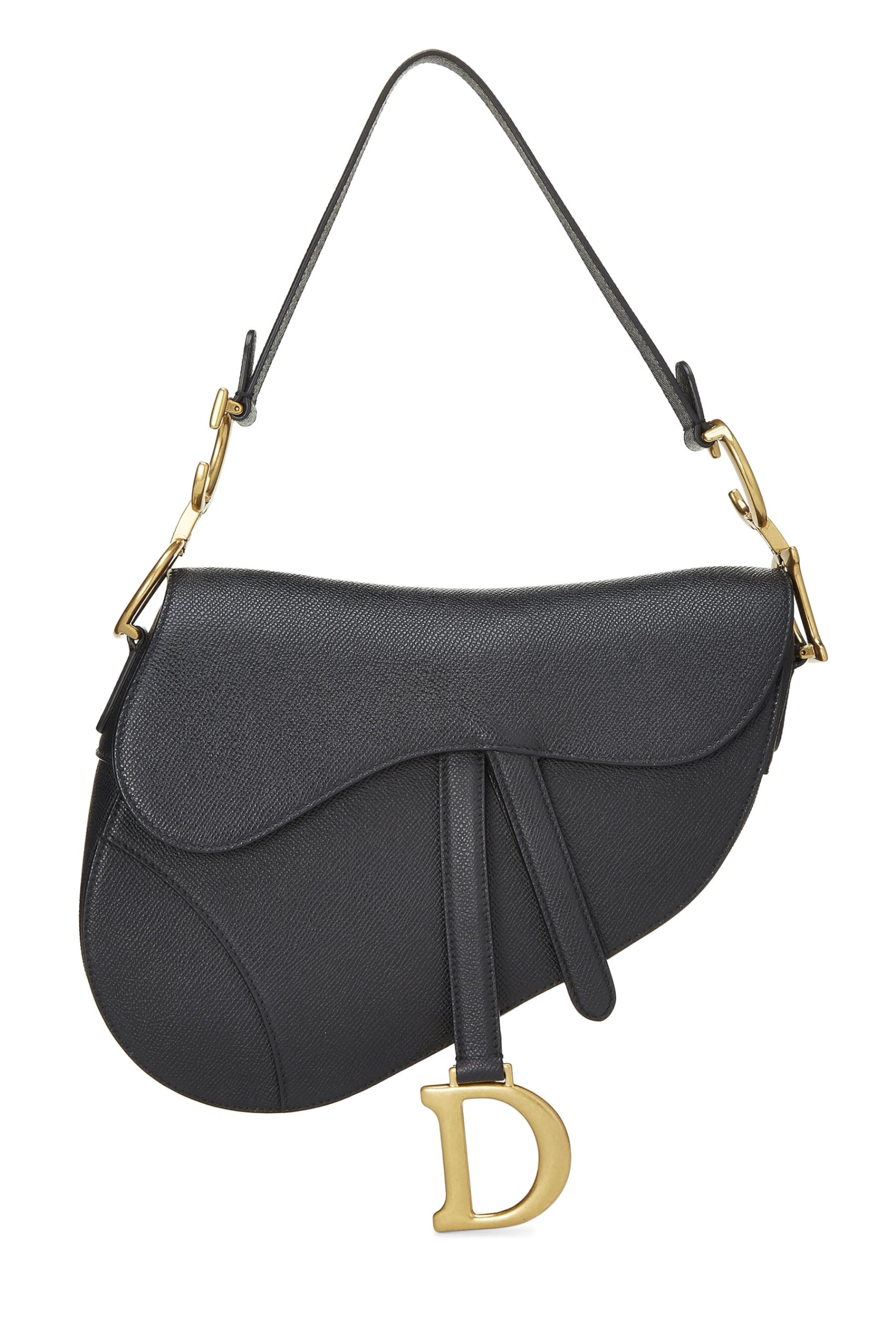 Dior, Pre-Loved Black Leather Calfskin Saddle Bag, Black