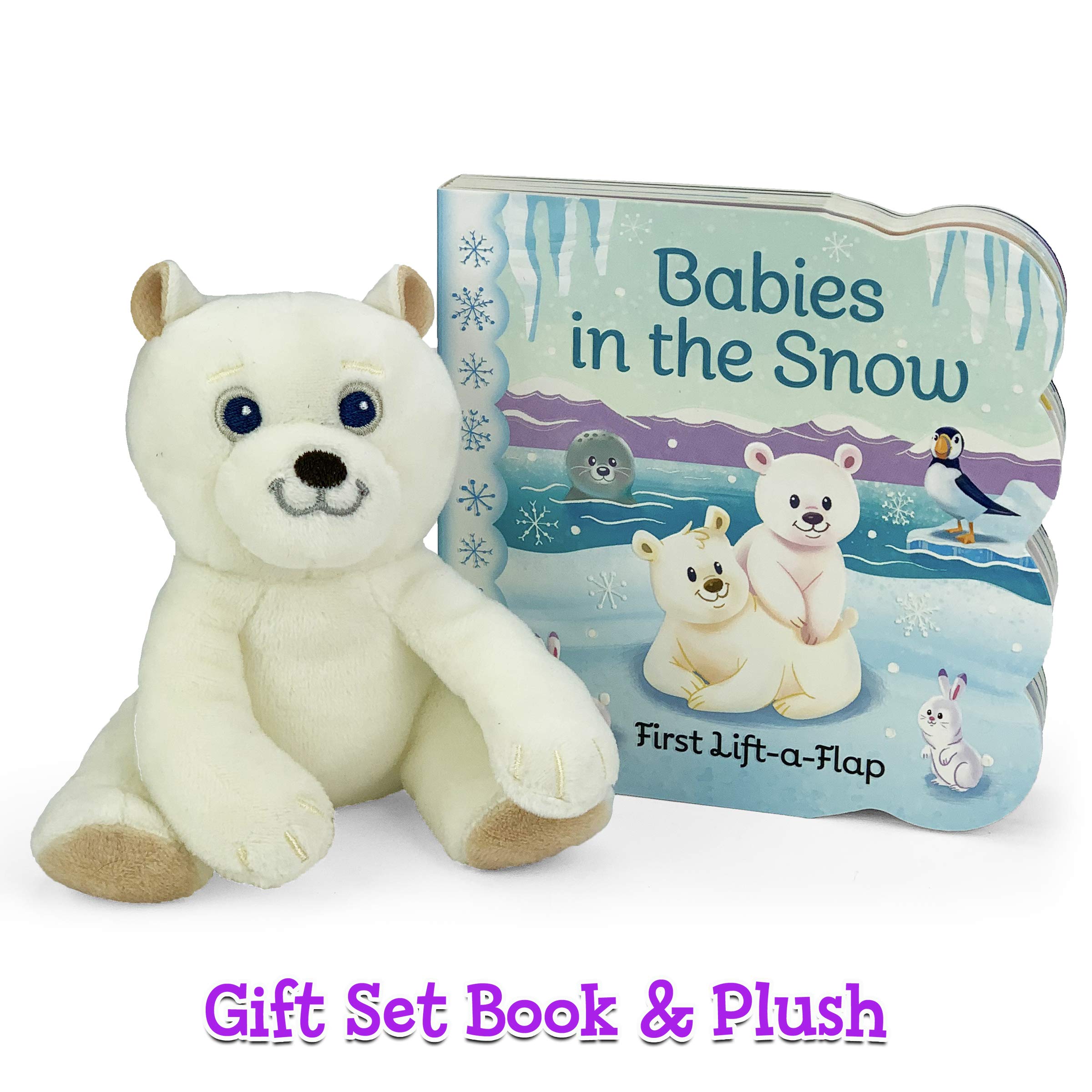 Babies in the Snow Gift Set: Includes Lift-A-Flap Board Book and Cuddly Plush Toy Friend for Birthdays, Baby Showers, Christmas and Easter Basket Stuffers Ages 0 - 4