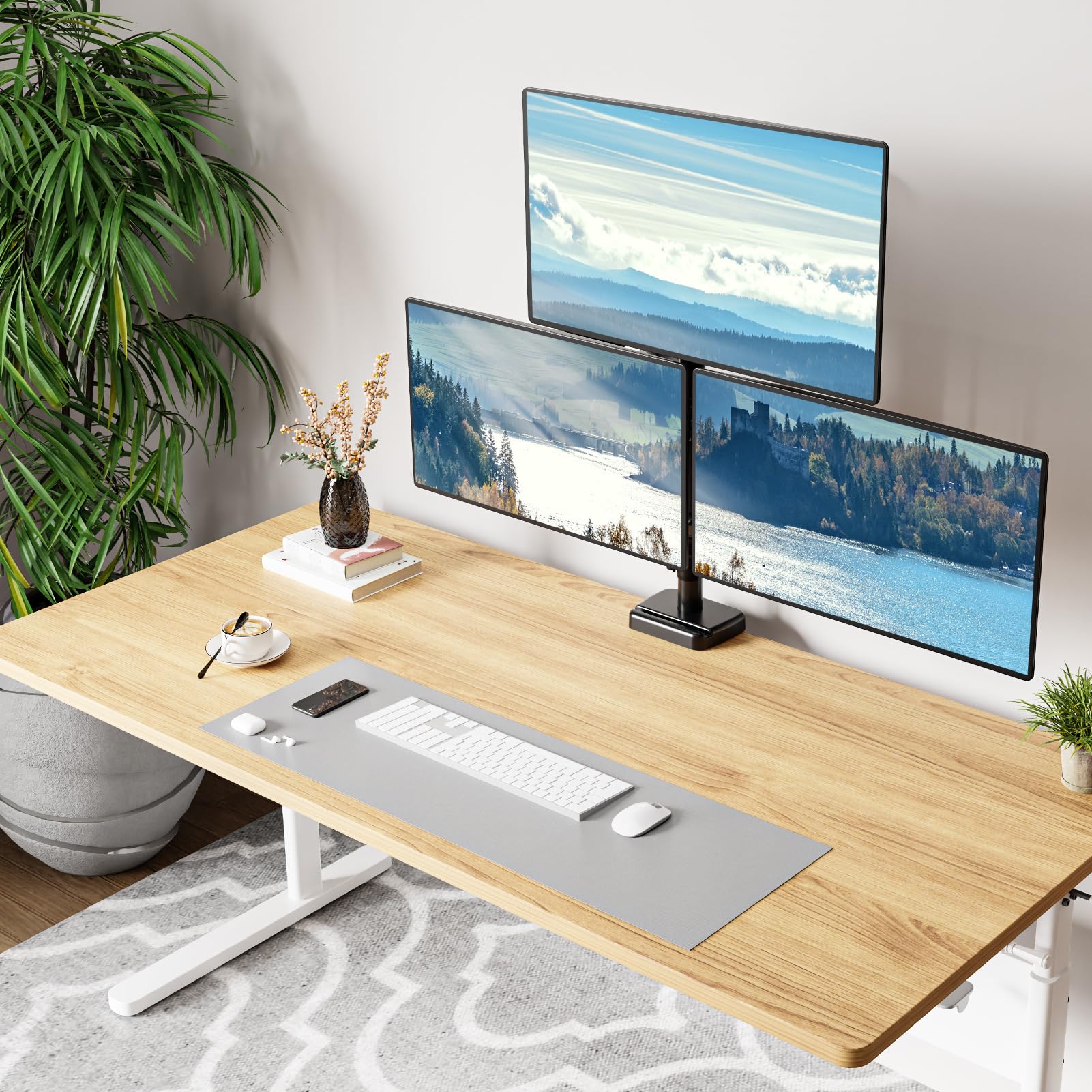 MOUNT PRO Triple Monitor Mount for Max 32" Computer Screen, Adjustable 3 Monitor Desk Mount, up to 17.6lbs Each, Gas Spring Monitor Arm with Tilt Swivel Rotation, VESA Mount 75x75/100x100mm