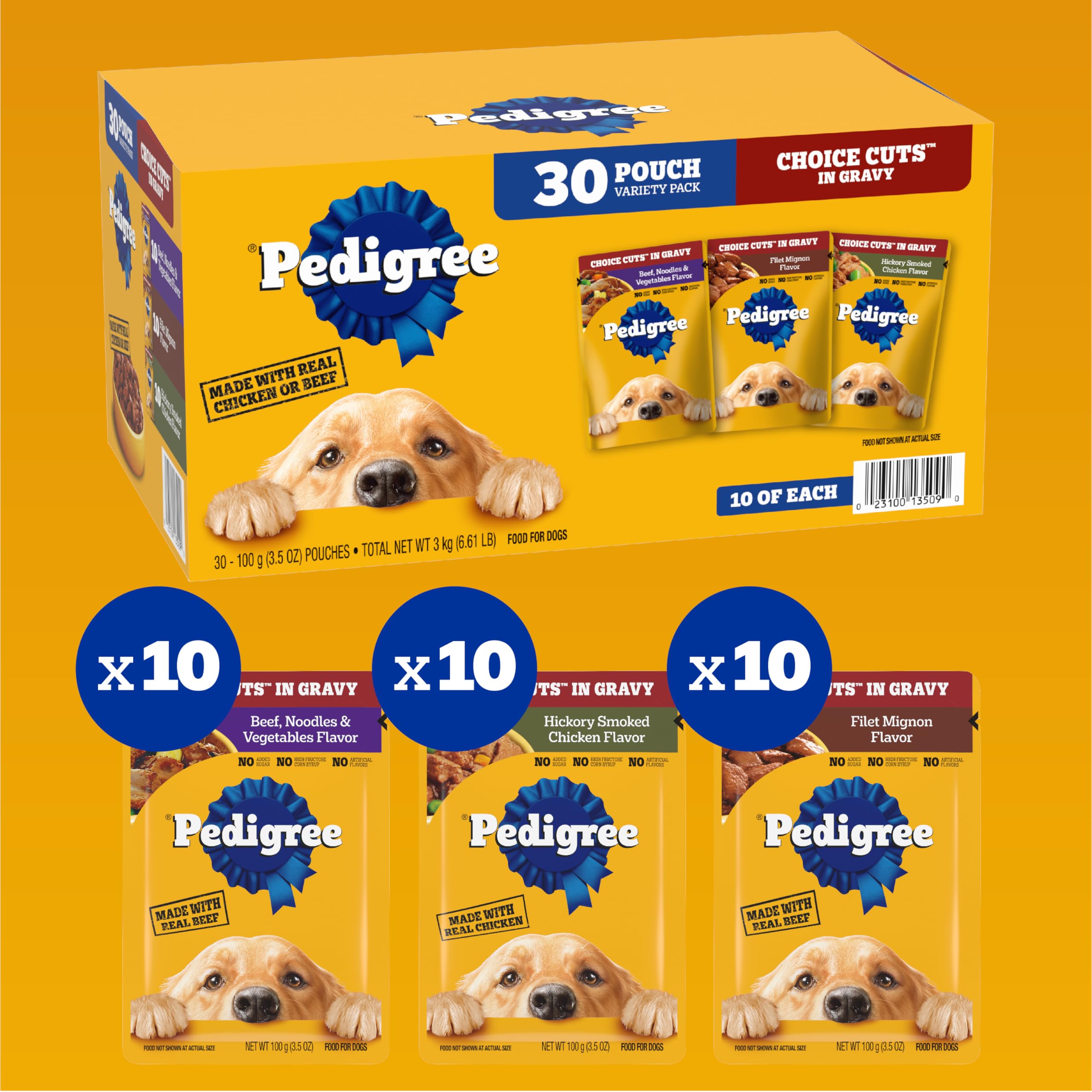 Pedigree Choice Cuts In Gravy Adult Soft Wet Dog Food 30-Count Variety Pack, 3.5 oz. Pouches