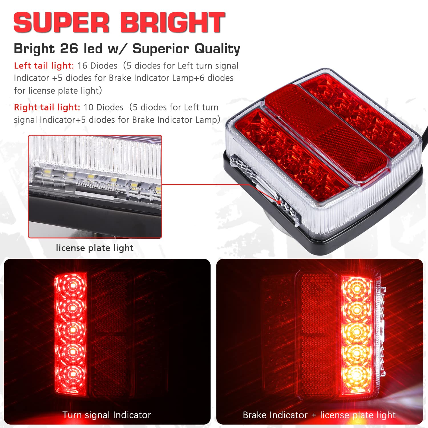 LINKITOM Magnetic LED Trailer Towing Light Kit, 24ft Cable with 7 pin plug, IP68 Waterproof, DOT Approved