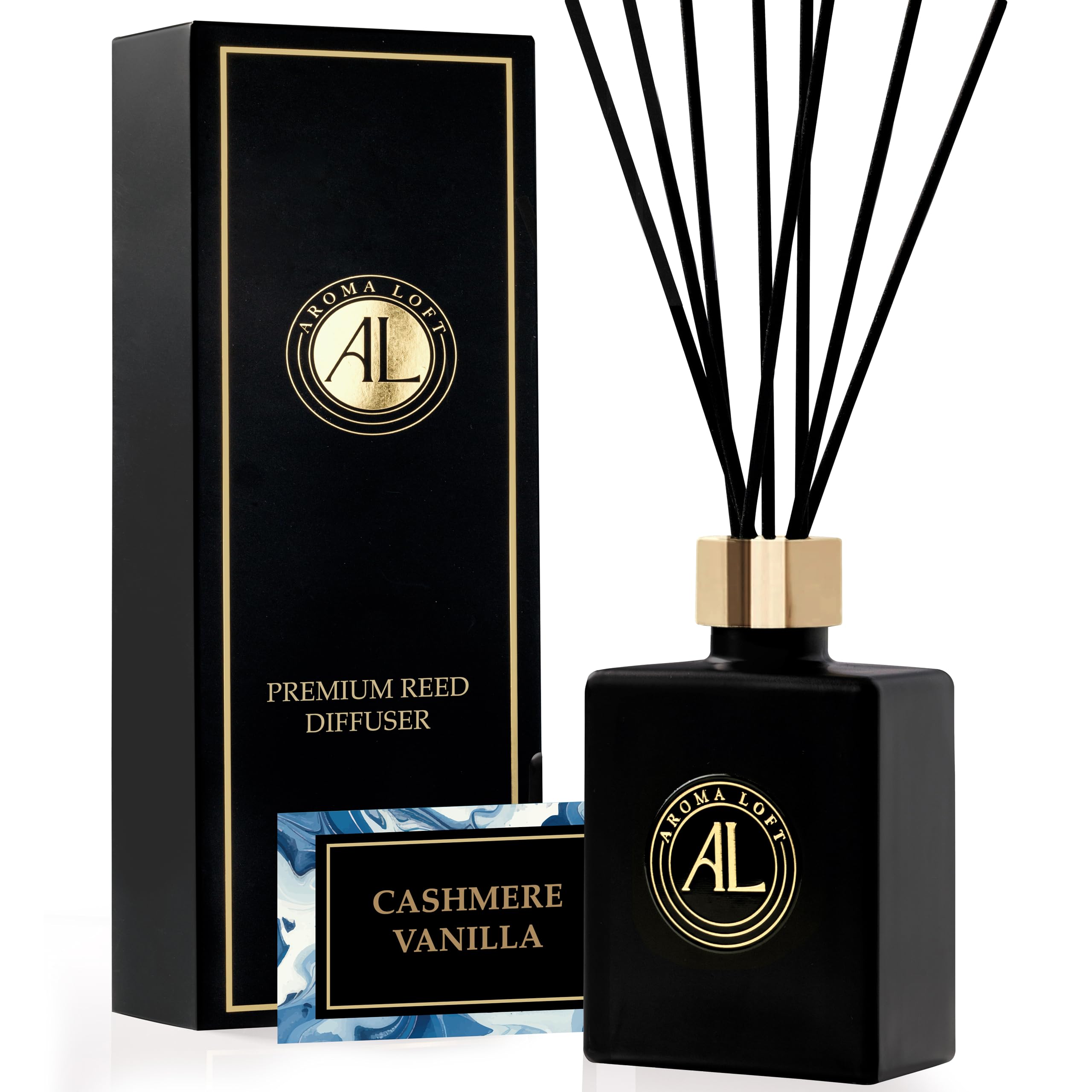 Reed Diffuser-Cashmere Vanilla Reed Diffusers for Home-5 oz.Oil Diffuser Sticks - Bathroom Diffuser Set-Scent Diffusers for Home- Oil Diffuser Reeds,-Scent Sticks in Oil-Office Smell Good Stuff
